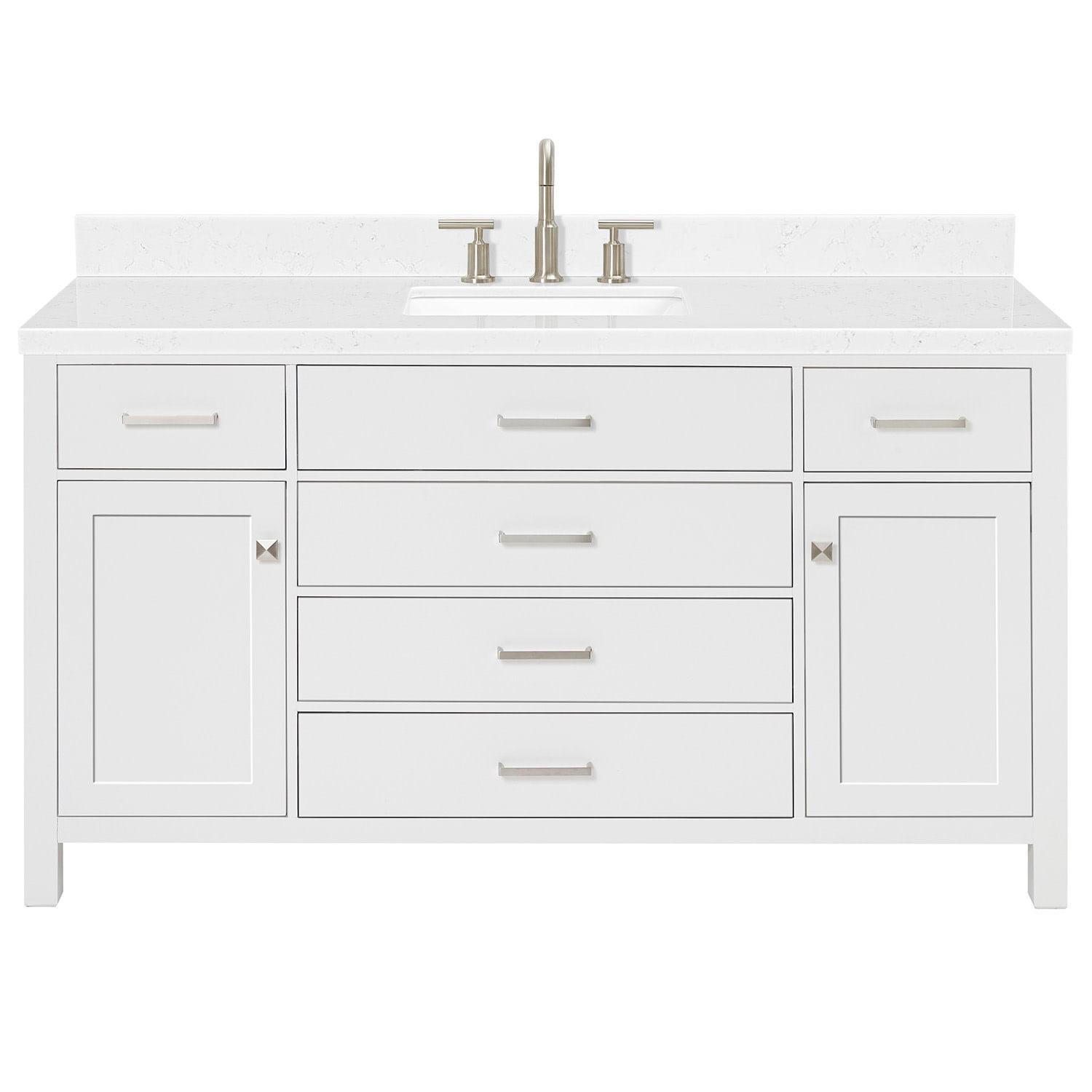 Ariel H060scqrvo Bristol 60" Free Standing Single Basin Vanity Set - White