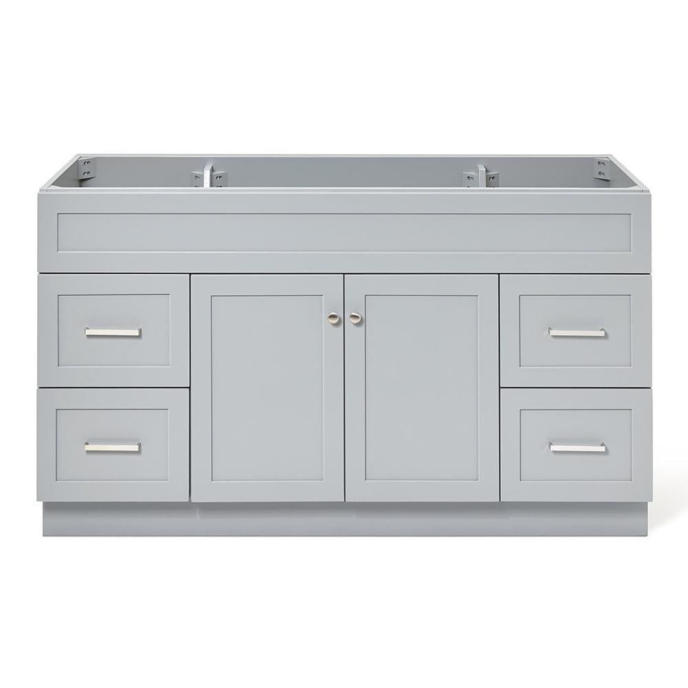 Hamlet 60" Gray Single Freestanding Vanity Cabinet with Nickel Hardware