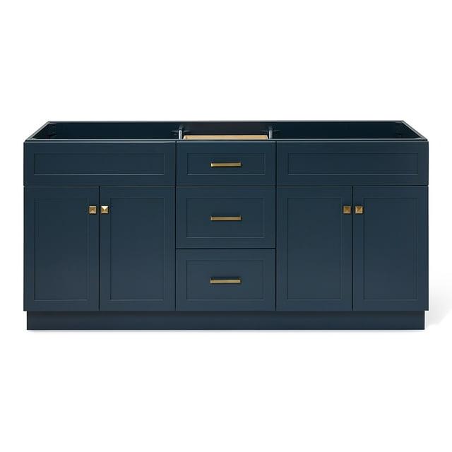 Ariel Hamlet 72 In. Double Sink Base Cabinet In Midnight Blue