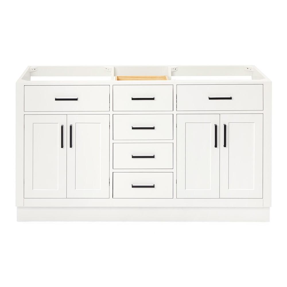 60'' White Hardwood Double Freestanding Bathroom Vanity