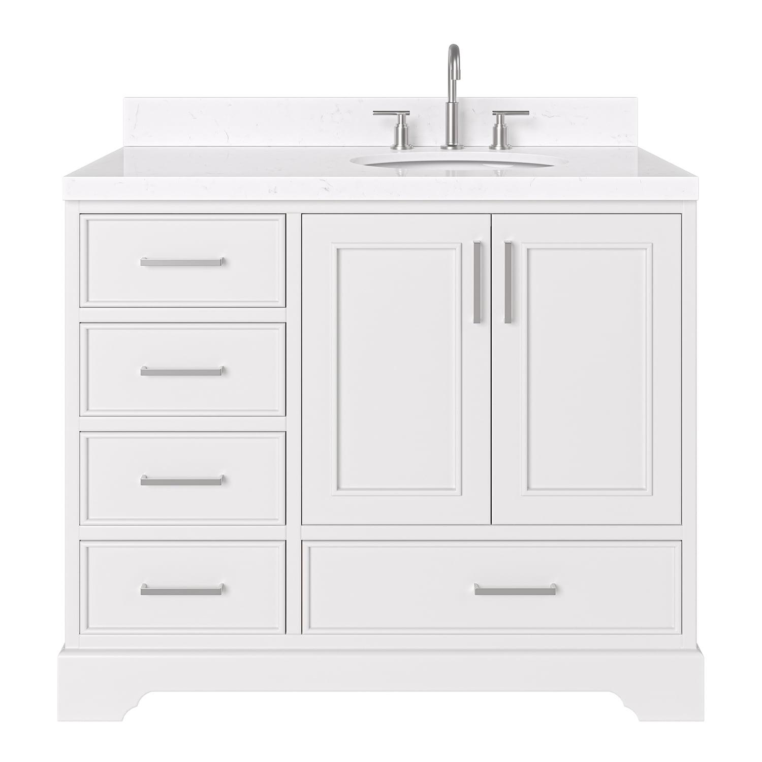 Stafford 42.25'' Single Bathroom Vanity with Carrara Marble Top