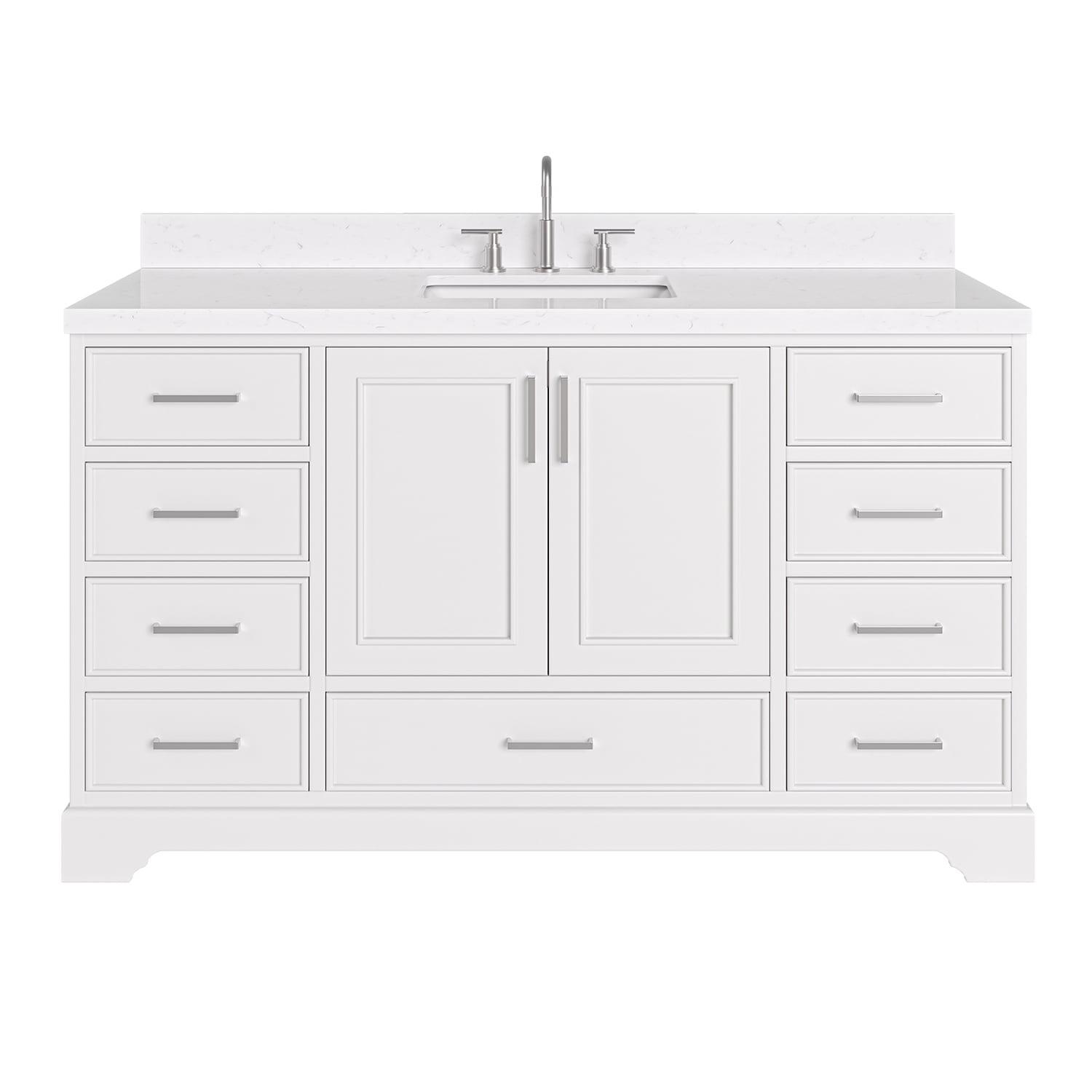 Stafford 60.25'' Single Bathroom Vanity with Carrara Marble Top