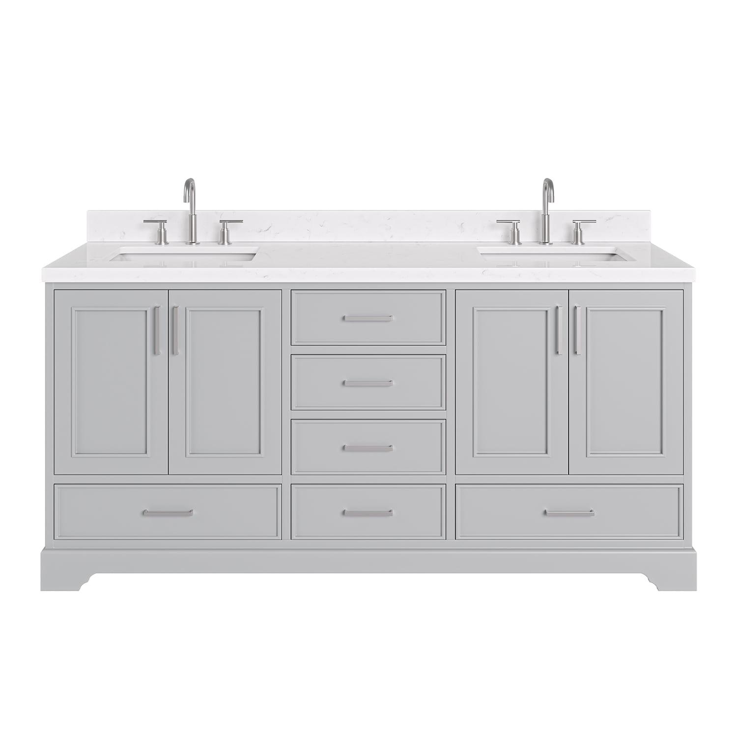 Stafford 72.25'' Double Bathroom Vanity with Carrara Marble Top