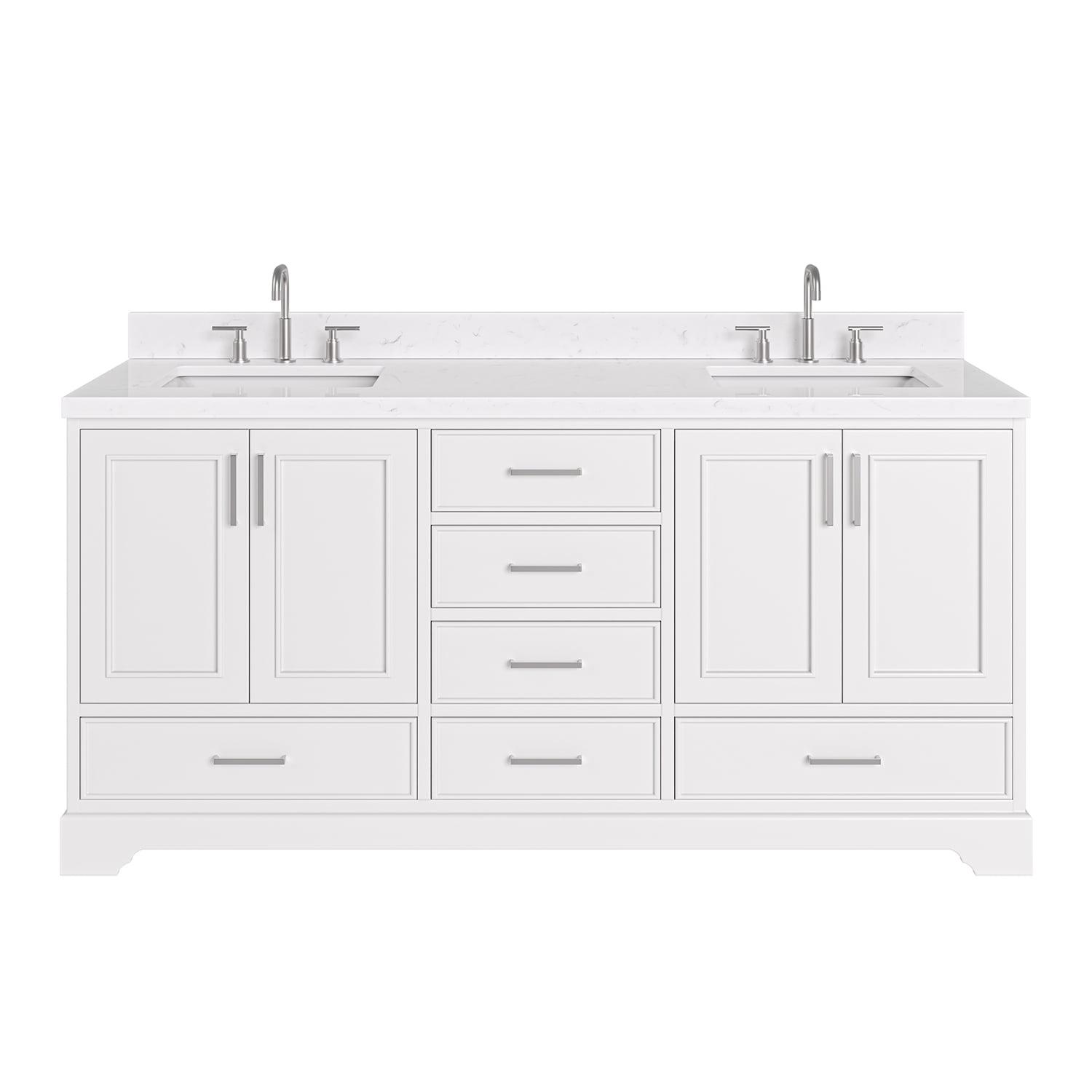 Stafford 72.25'' Double Bathroom Vanity with Carrara Marble Top