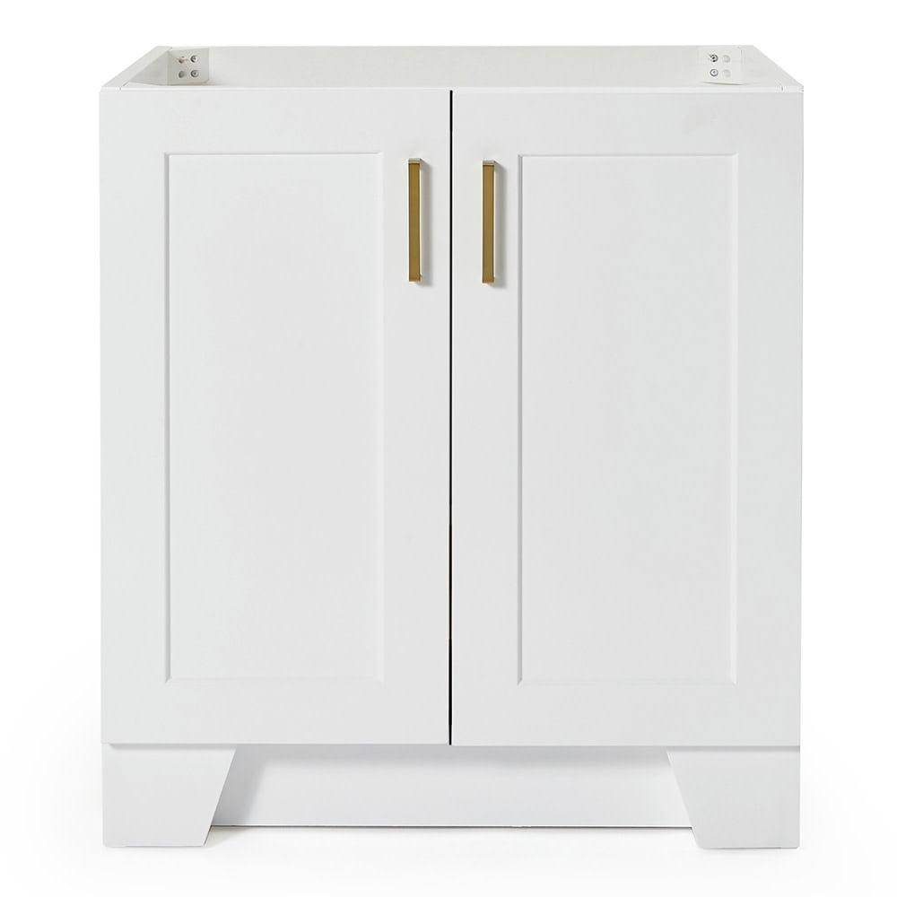 Taylor 30" White Freestanding Vanity Cabinet with Brass Hardware