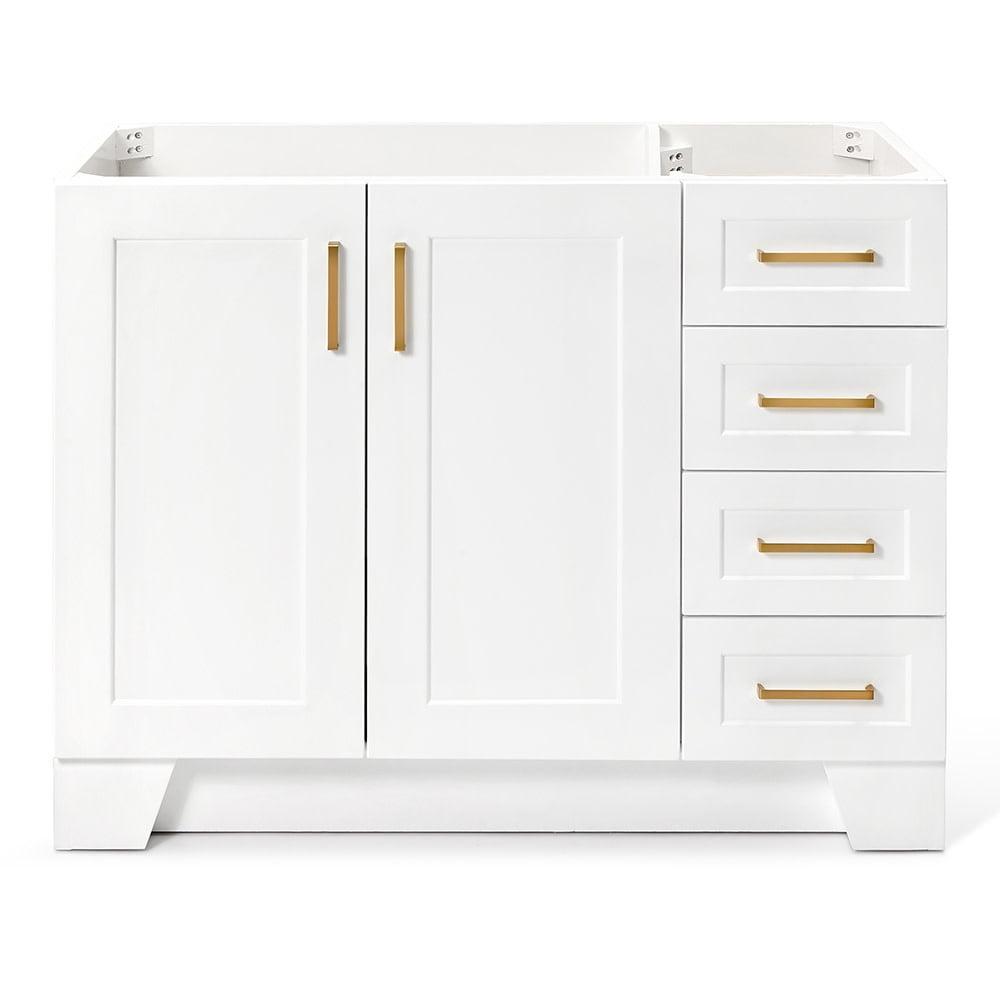 Taylor 42'' White Wood Freestanding Single Vanity Base with Brass Hardware