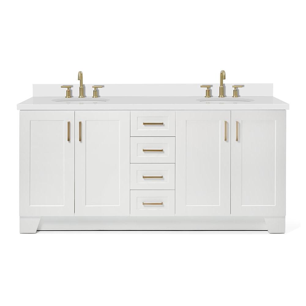 Taylor 73" White Freestanding Double Sink Bathroom Vanity with Quartz Top