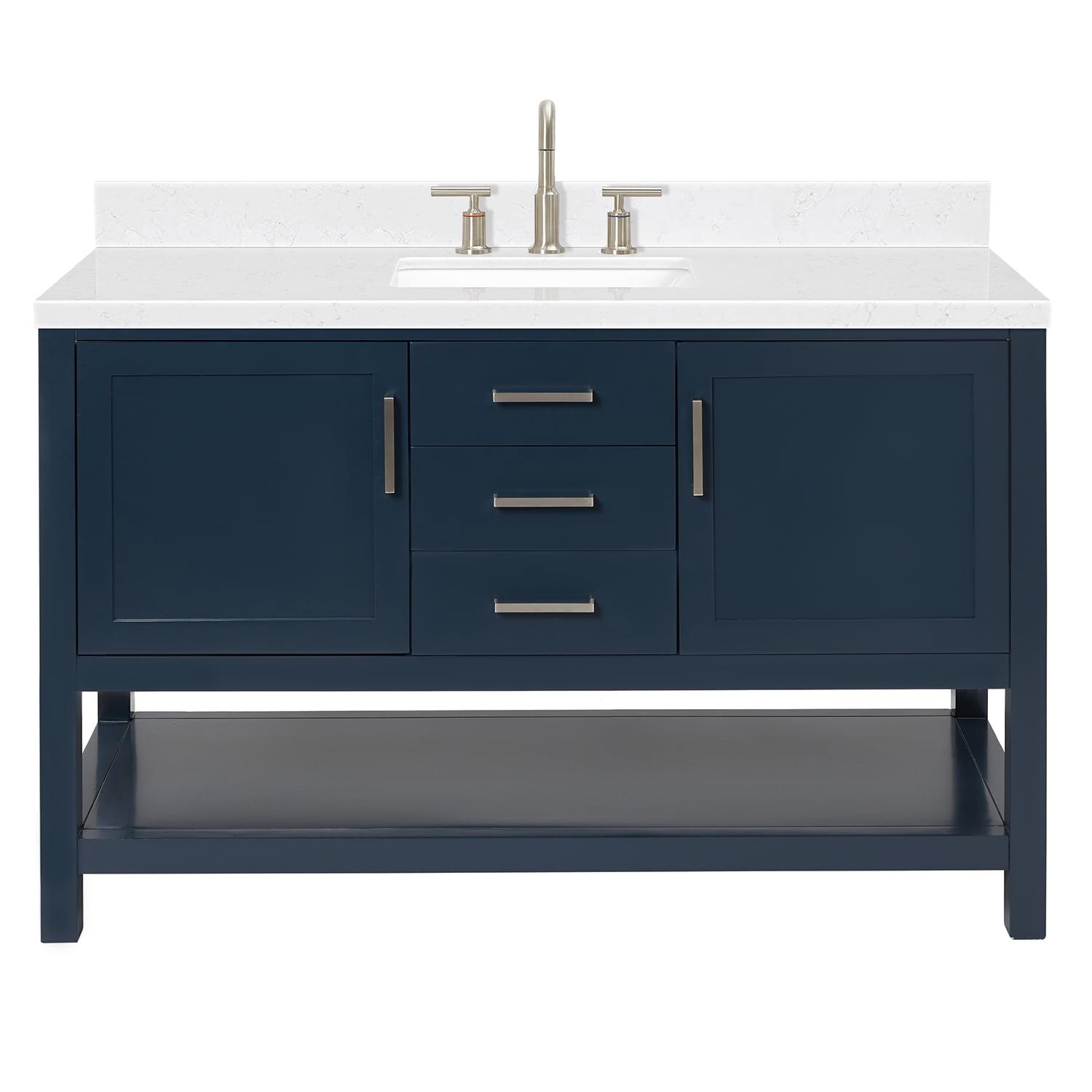 Midnight Blue 54" Freestanding Single Basin Vanity with Quartz Top