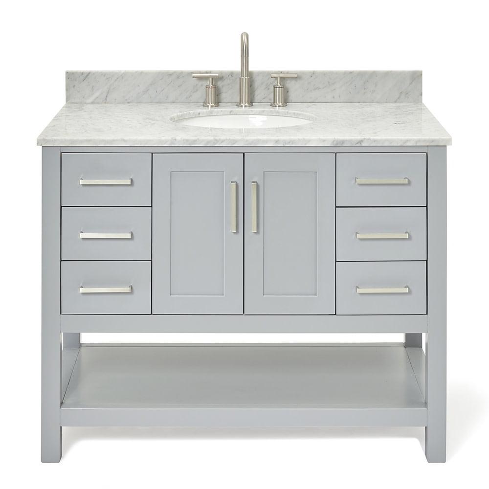 Magnolia 43" Grey Freestanding Vanity with Carrara White Top