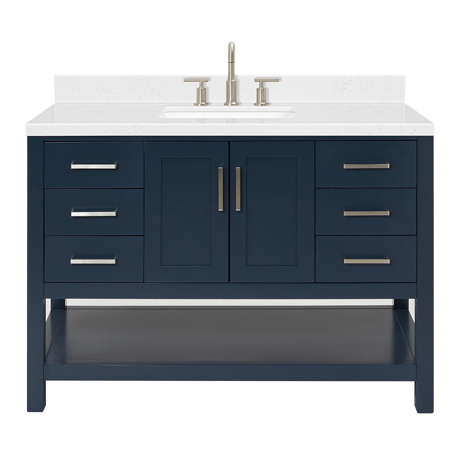 Midnight Blue 48" Freestanding Single Basin Vanity with Quartz Top