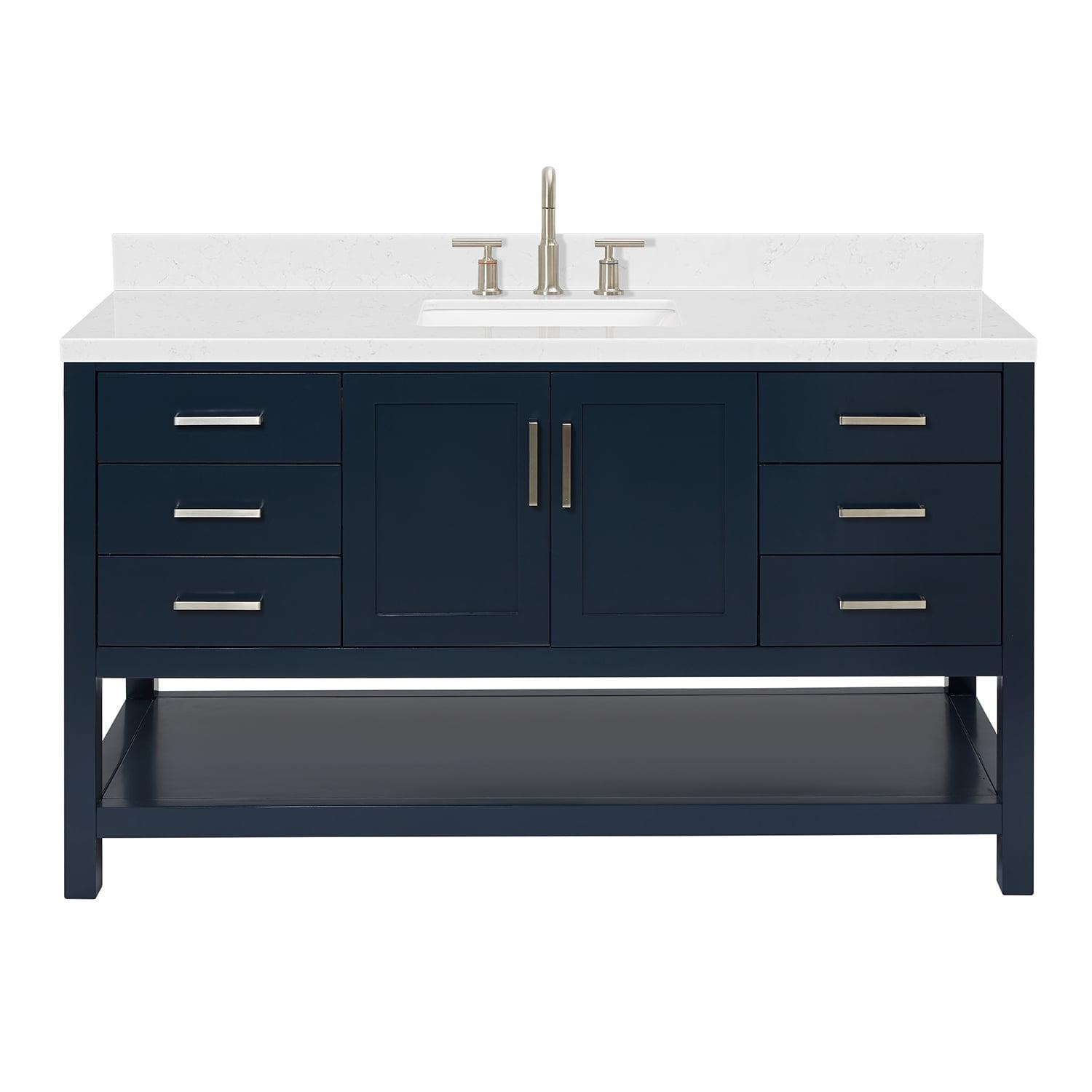 Midnight Blue 60" Single Sink Vanity with Quartz Top