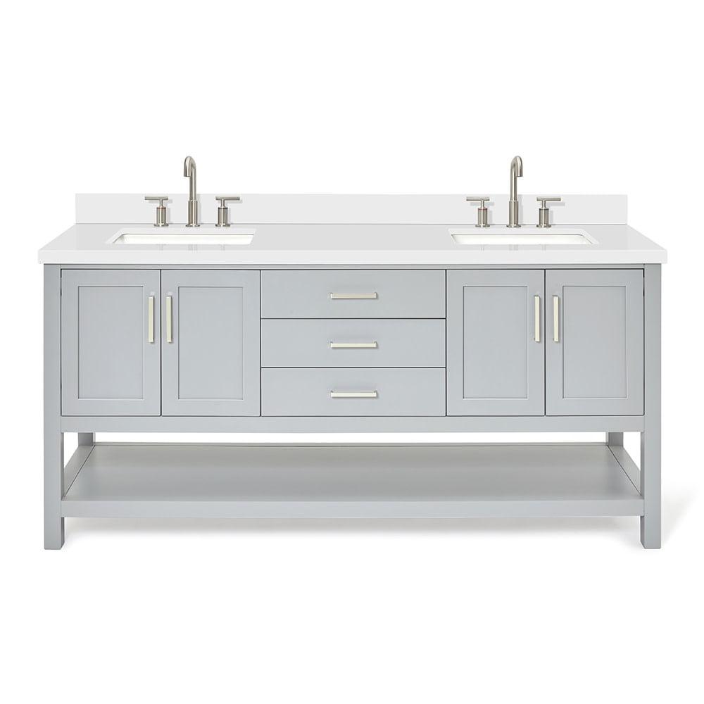 Ariel S073dwqrvo Magnolia 72" Free Standing Double Basin Vanity Set - Grey / Pure White