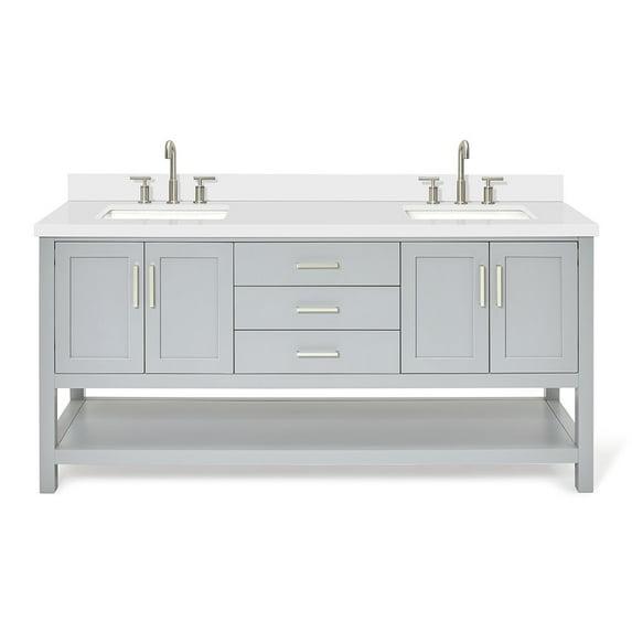 Ariel S073dwqrvo Magnolia 72" Free Standing Double Basin Vanity Set - Grey / Pure White