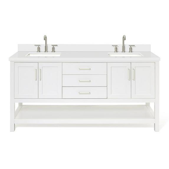 Ariel S073dwqrvo Magnolia 72" Free Standing Double Basin Vanity Set - White / Pure White
