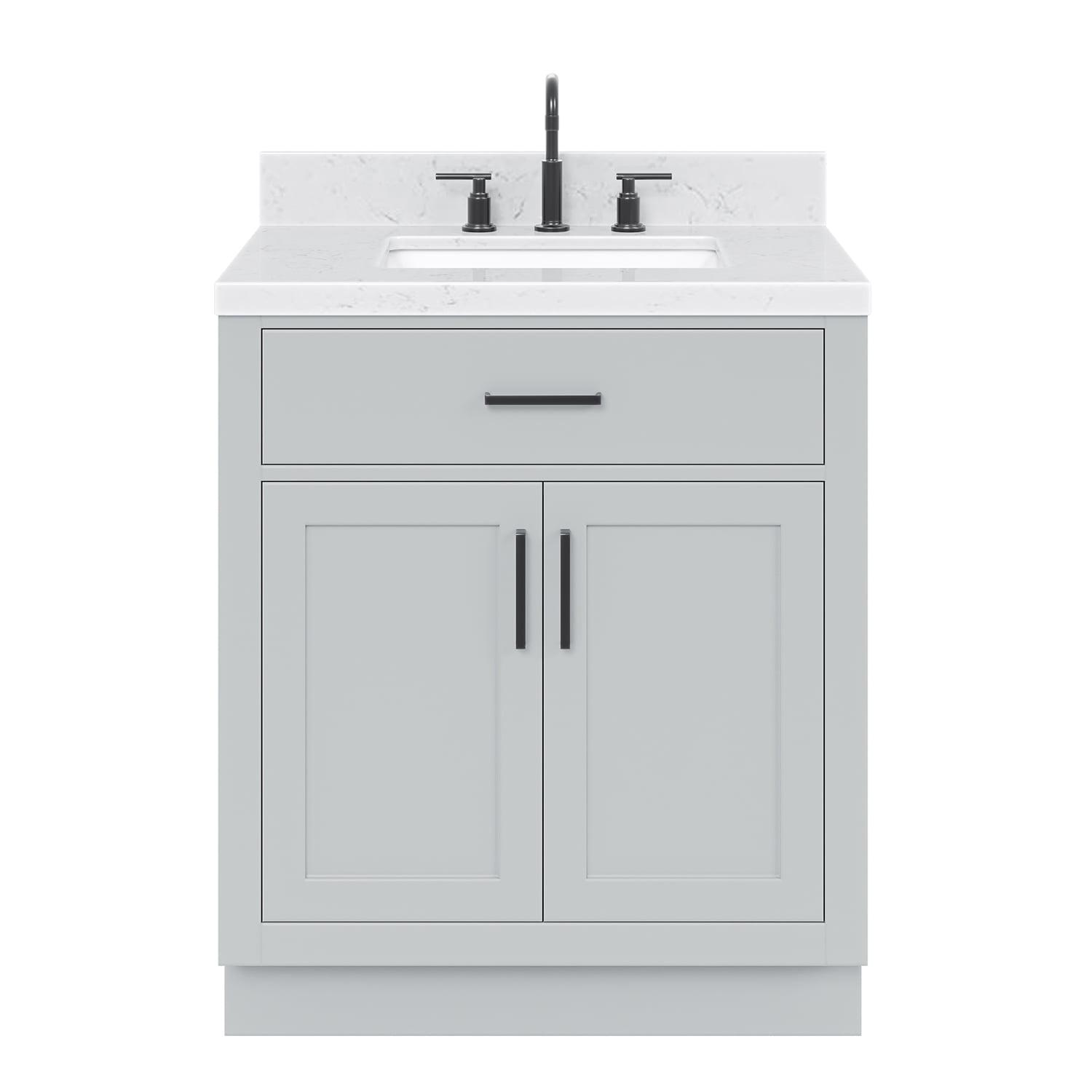 Tidworth 30.25'' Single Bathroom Vanity with Carrara Quartz Top