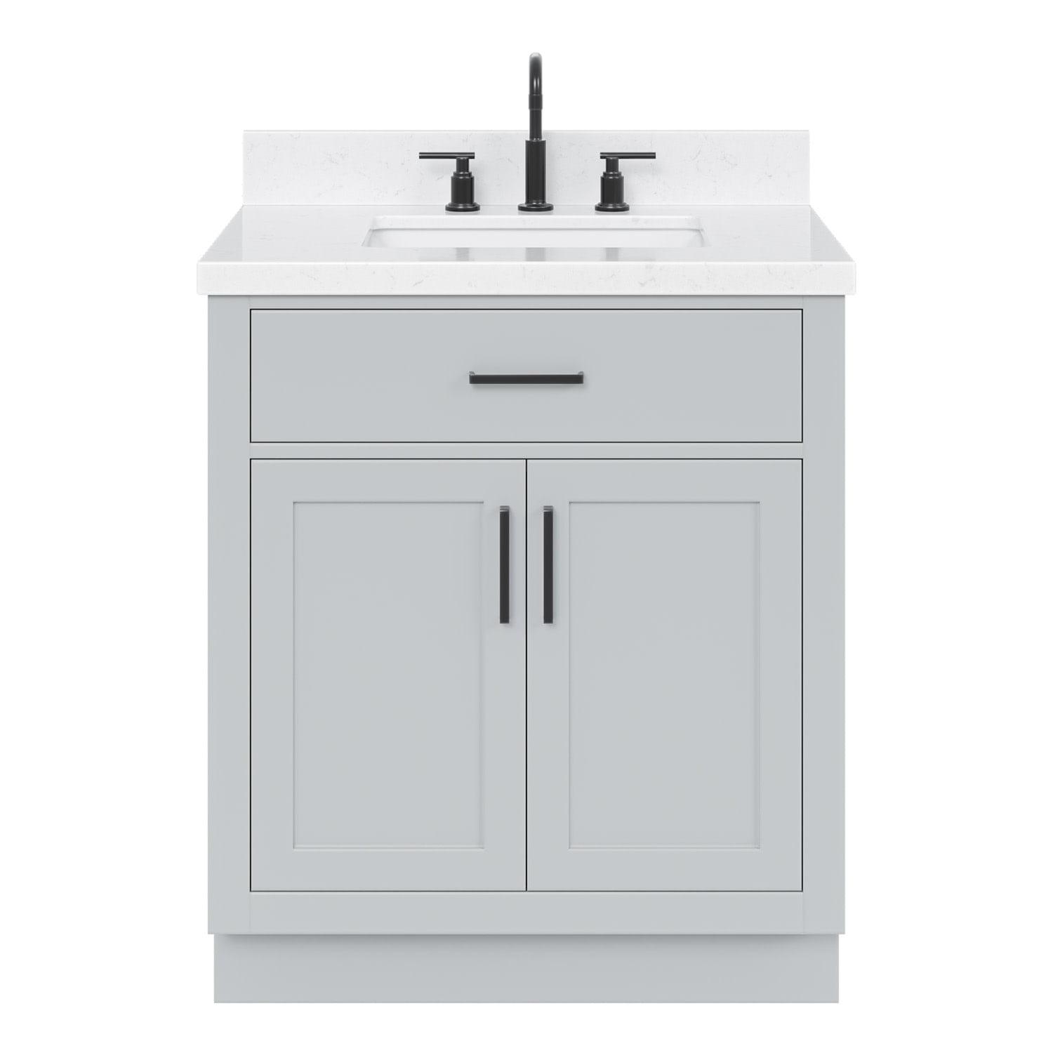 Tidworth 30.25'' Single Bathroom Vanity with Carrara Quartz Top