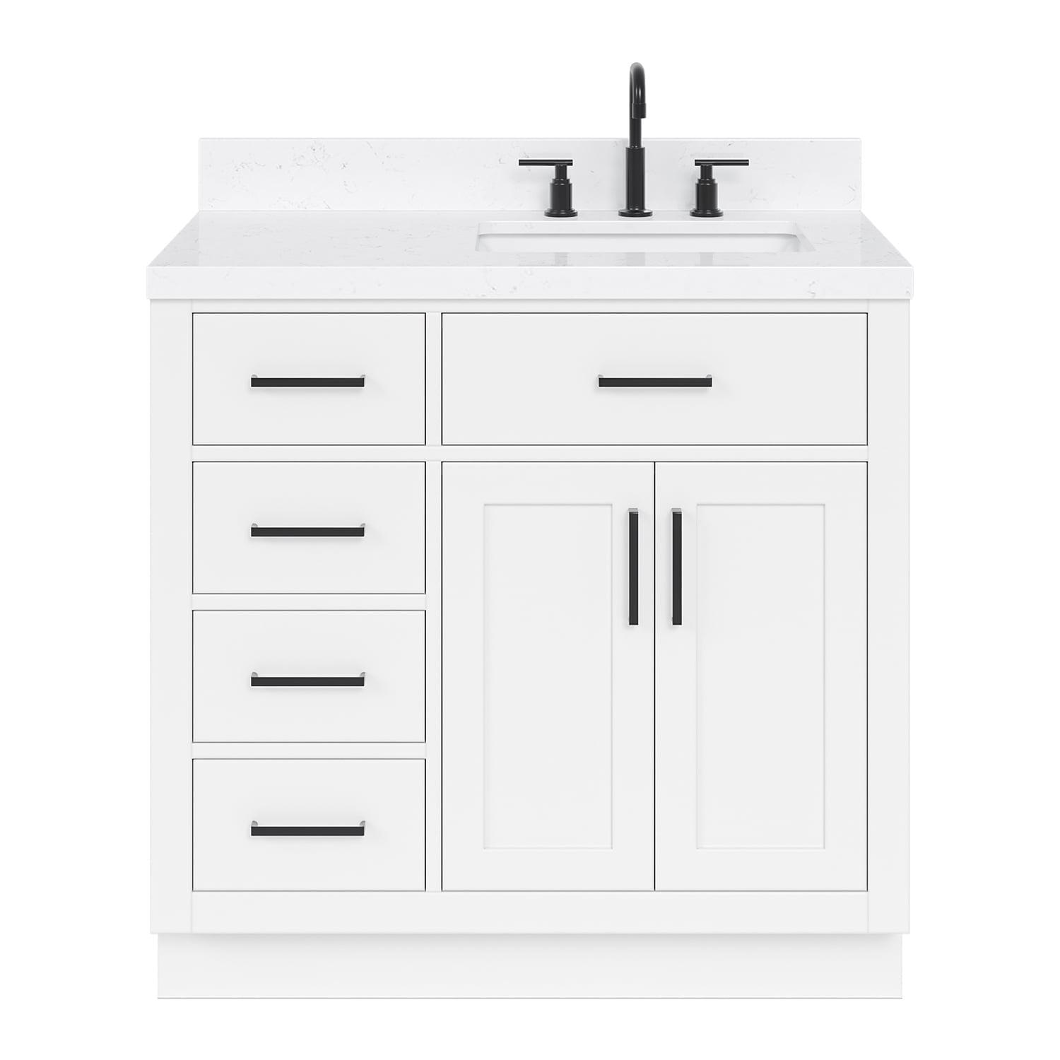 Hepburn 36" White Freestanding Single Basin Vanity with Quartz Top