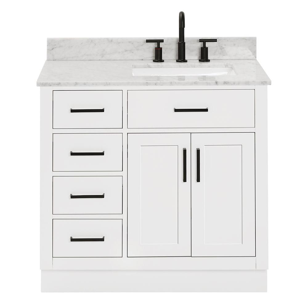 Ariel White 37" Single Basin Vanity with Marble Top