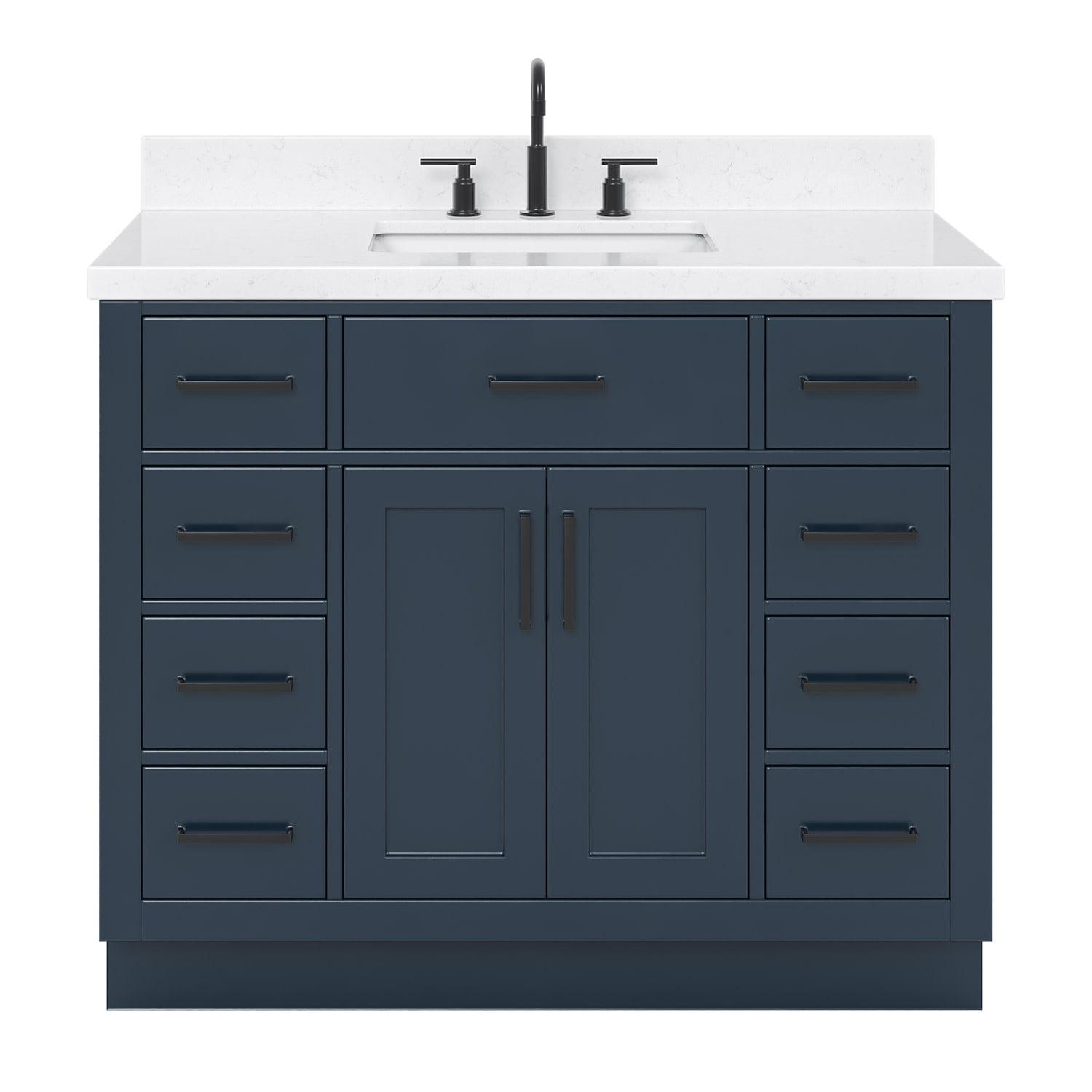 Wildon Home® Tidworth 42'' Solid Wood Single Bathroom Vanity with 1.5'' Carrara Quartz Top, Rectangular Sink
