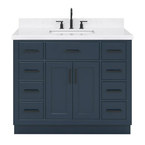 Wildon Home® Tidworth 42'' Solid Wood Single Bathroom Vanity with 1.5'' Carrara Quartz Top, Rectangular Sink