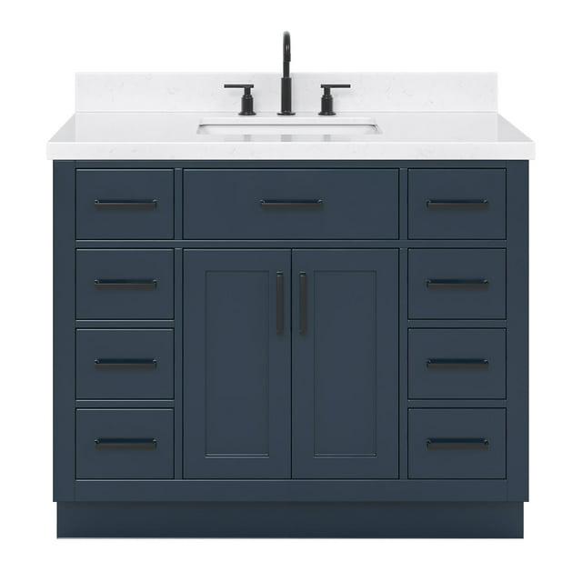 Wildon Home® Tidworth 42'' Solid Wood Single Bathroom Vanity with 1.5'' Carrara Quartz Top, Rectangular Sink