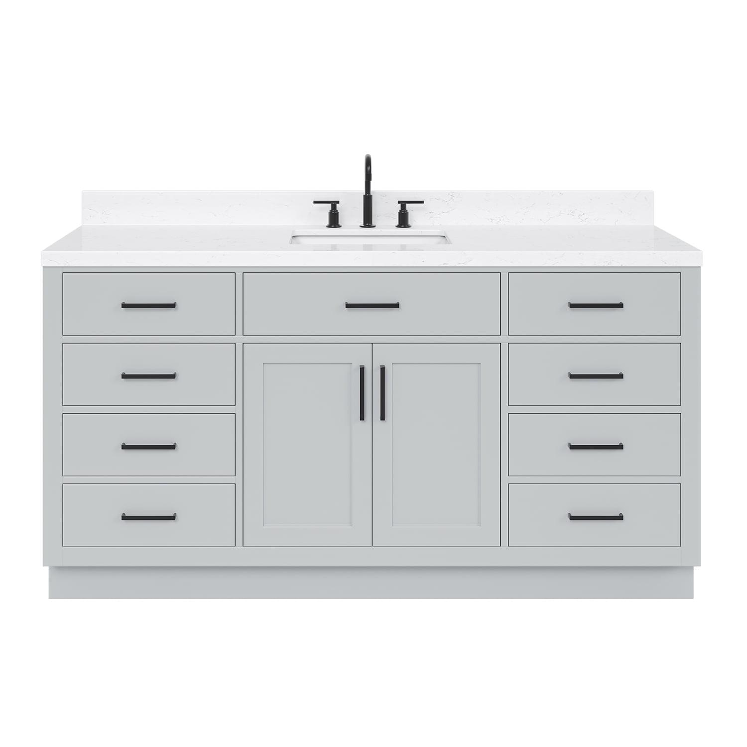 Hepburn 66" Gray Freestanding Single Basin Vanity with Hardwood Frame