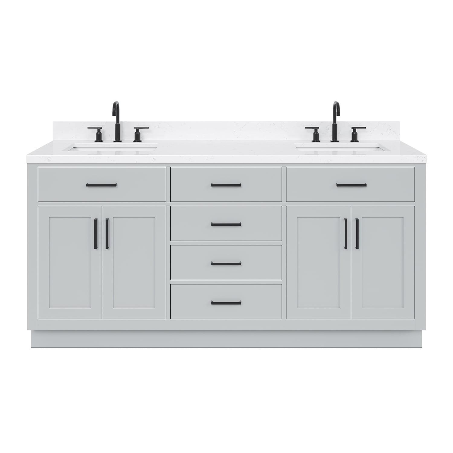 Hepburn 72" Gray Hardwood Double Basin Freestanding Vanity