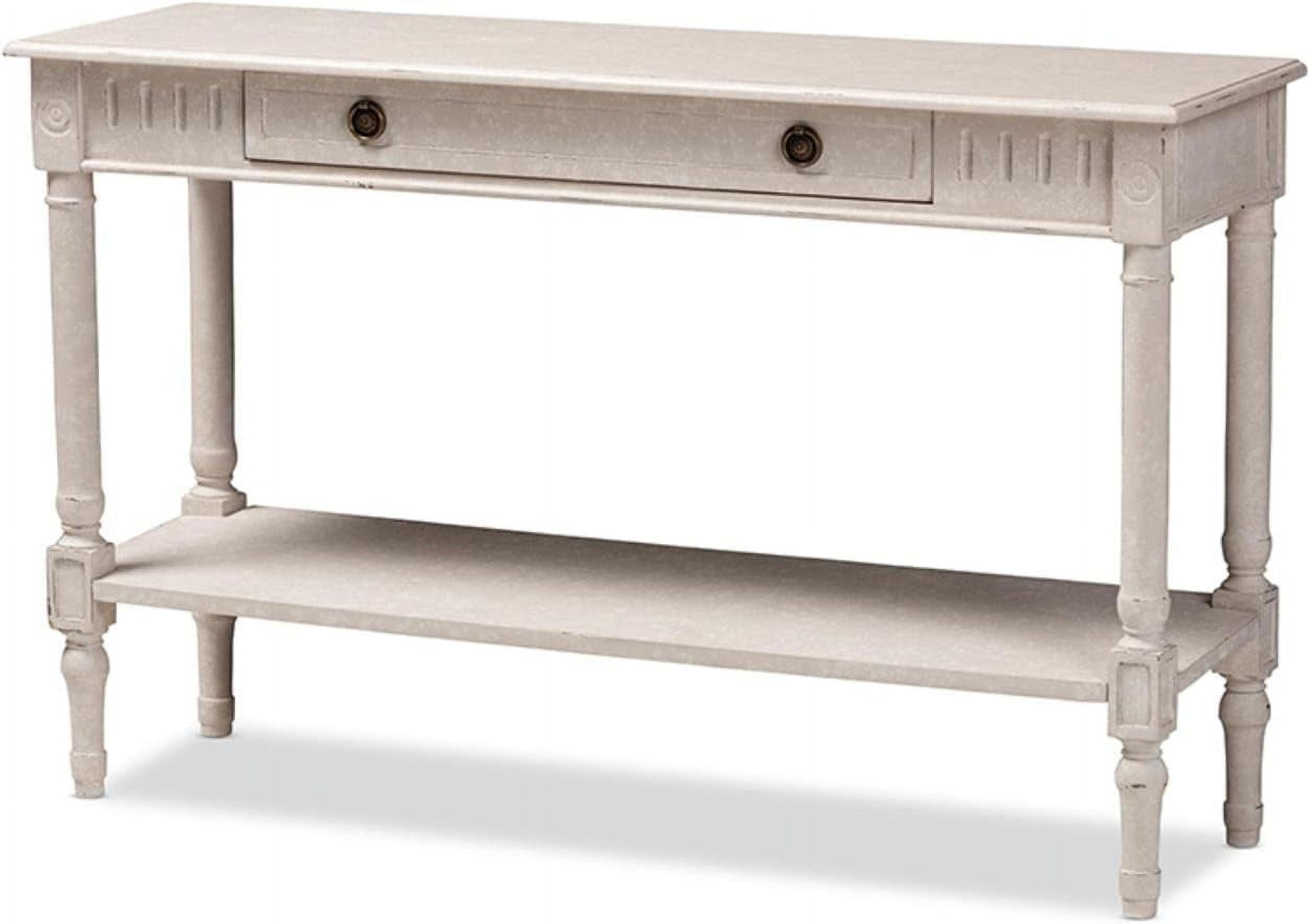 Ariella Whitewashed 1 Drawer Console Table White - Baxton Studio