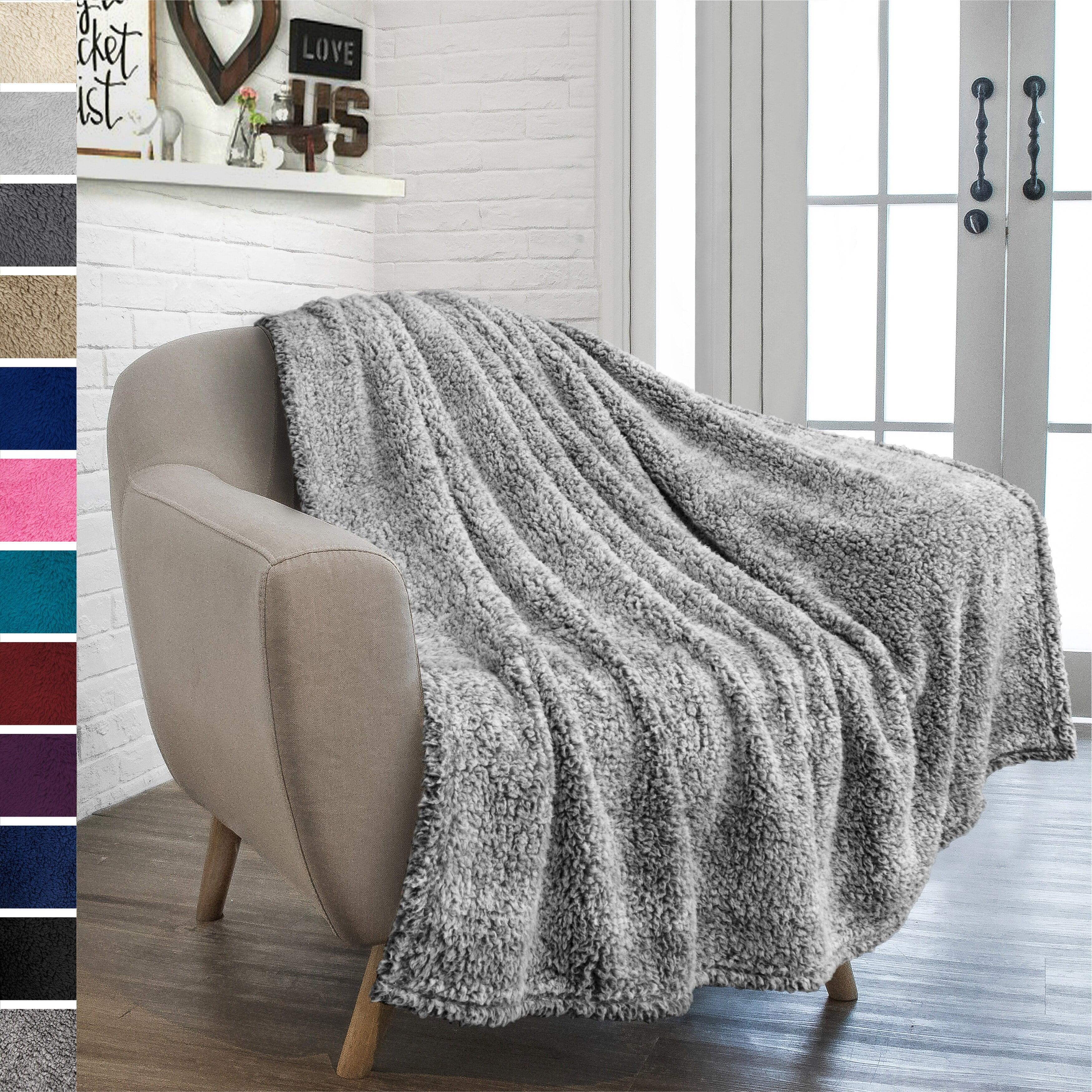 Heather Grey Sherpa Fleece Cozy Throw Blanket 50"x60"