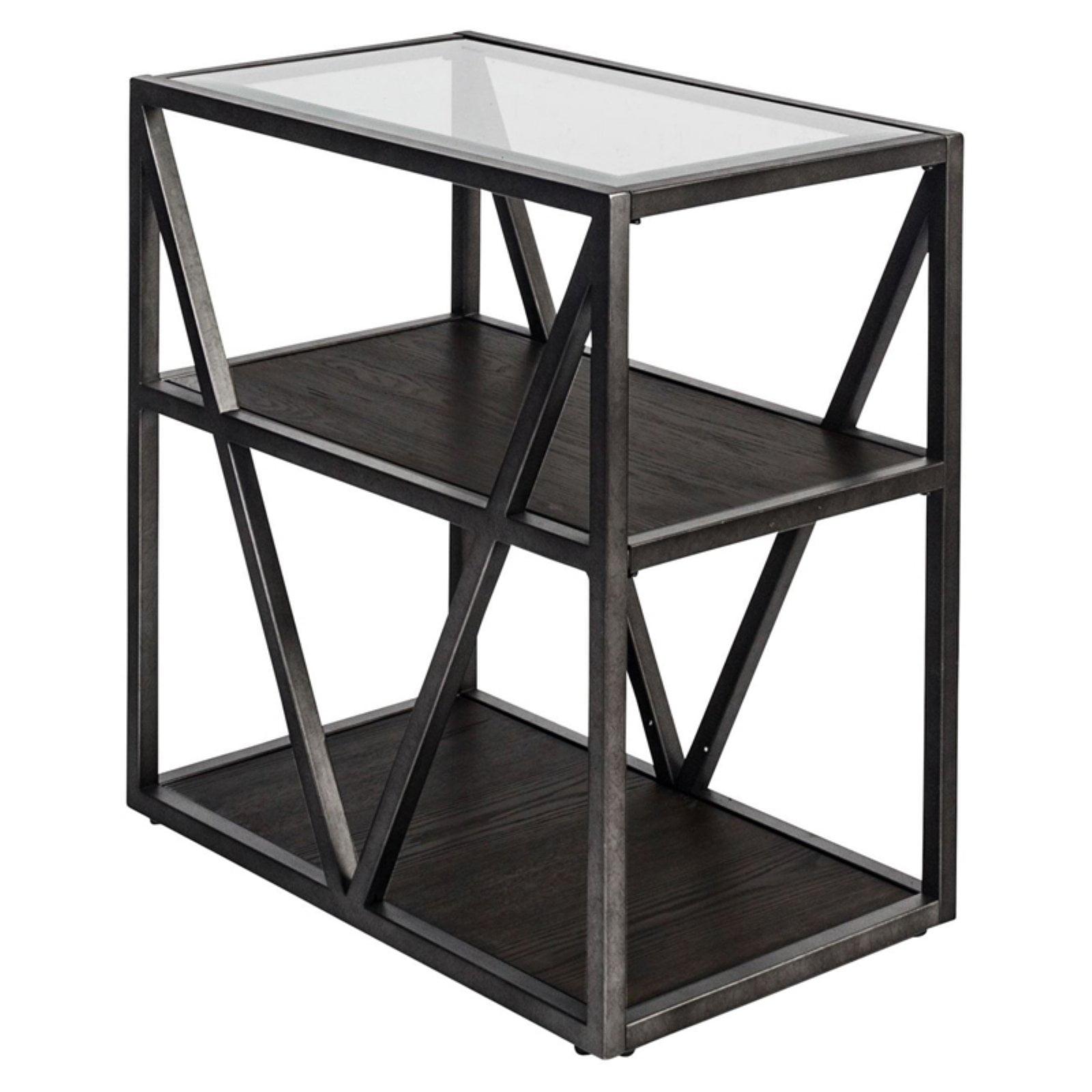 Arista Contemporary Gray Wood and Metal Chairside Table