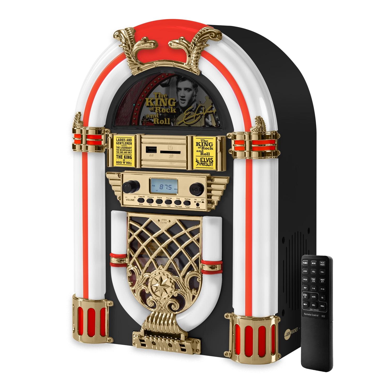 Arkrocket Audio ArkrocketxElvis Presley Mini Jukebox / Tabletop CD Player / Bluetooth Speaker (Black/Gold)