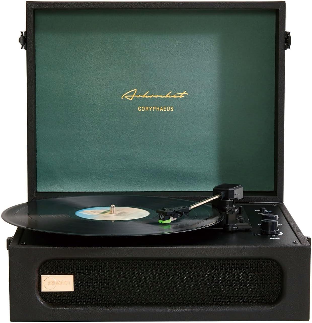Arkrocket Audio Arkrocket Coryphaeus Bluetooth Turntable Deluxe Edition Record Player(Black/Green)