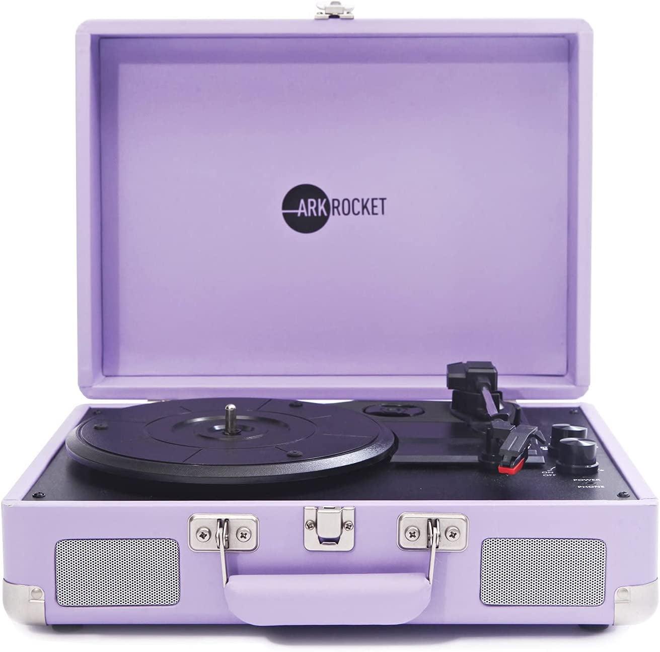 Arkrocket Audio Arkrocket Curiosity Bluetooth Turntable Retro Suitcase 3-Speed Record Player with Built-in Speakers