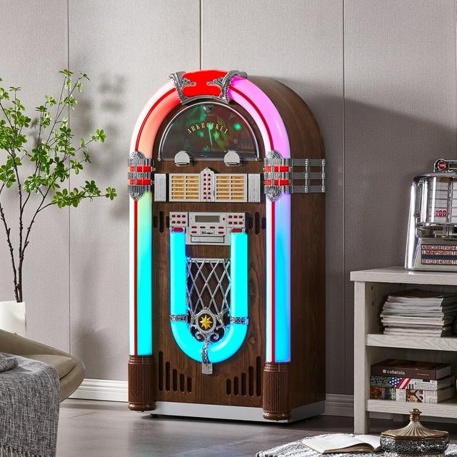 Arkrocket Audio Arkrocket Saturn V Full Size Jukebox Vinyl Record Player Bluetooth USB SD CD Player Radio Turntable