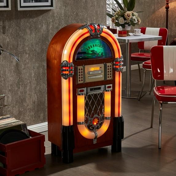 Arkrocket Taurus Jukebox Vinyl Record Player Bluetooth USB SD CD Player Radio Retro Turntable Classic Jukebox (Taurus - Classic)