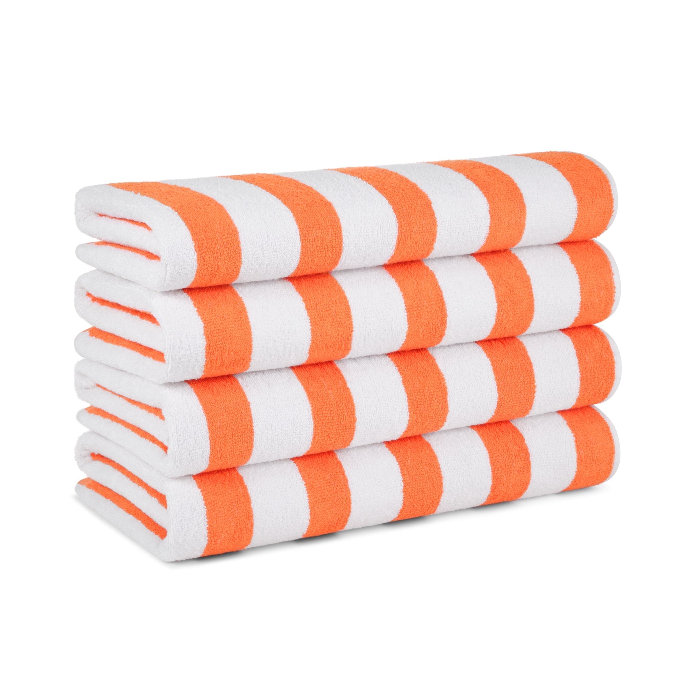 American Soft Linen Beach Towel, 100% Cotton Cabana Striped Beach Towel, 30 in by 60 in Soft Absorbent Beach Pool Towel
, Orange