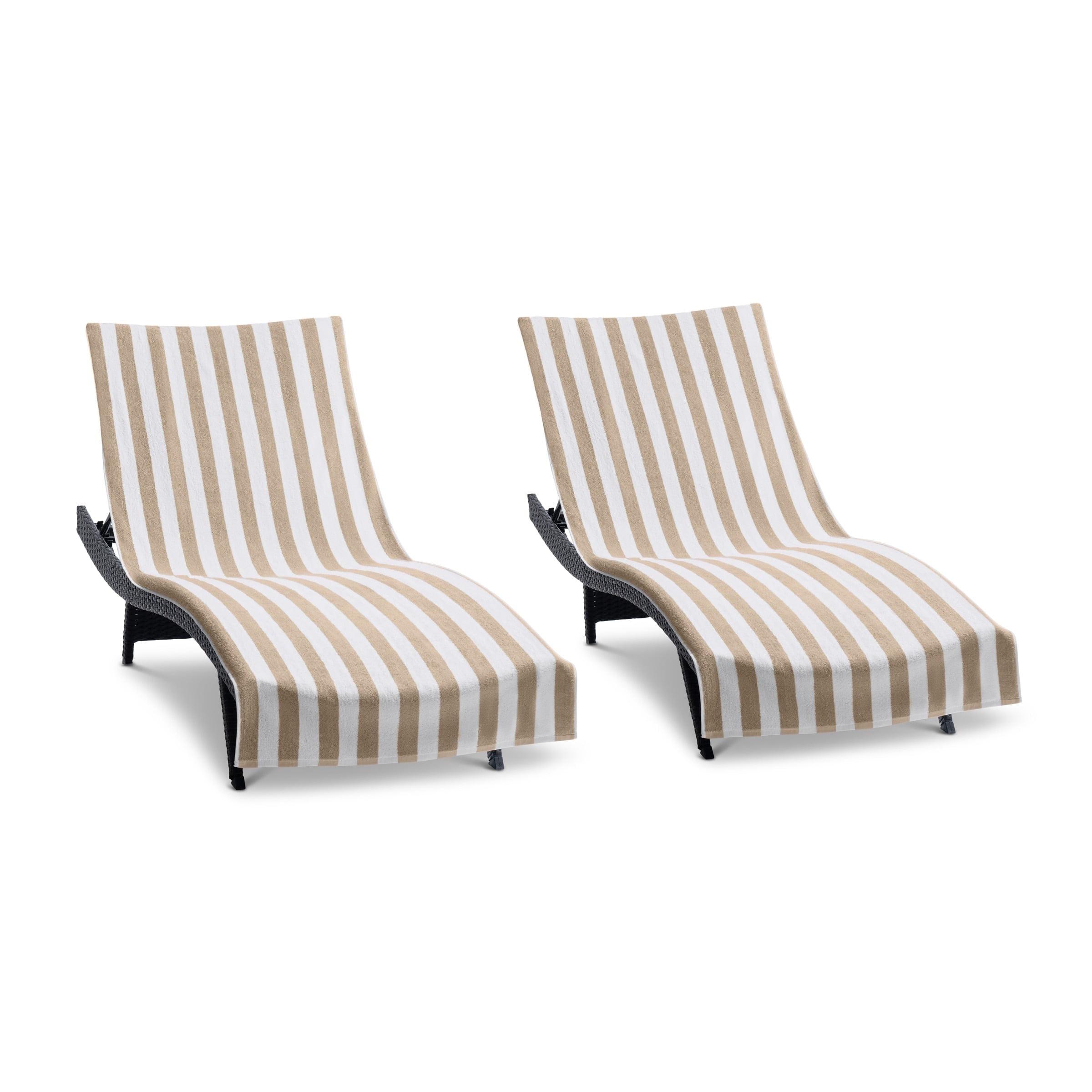 Arkwright California Cabana Chaise Lounge Cover - (Pack of 2) 100% Cotton Terry Towels, Pool Chair Covers for Outdoor Beach Furniture, 30 x 85 in