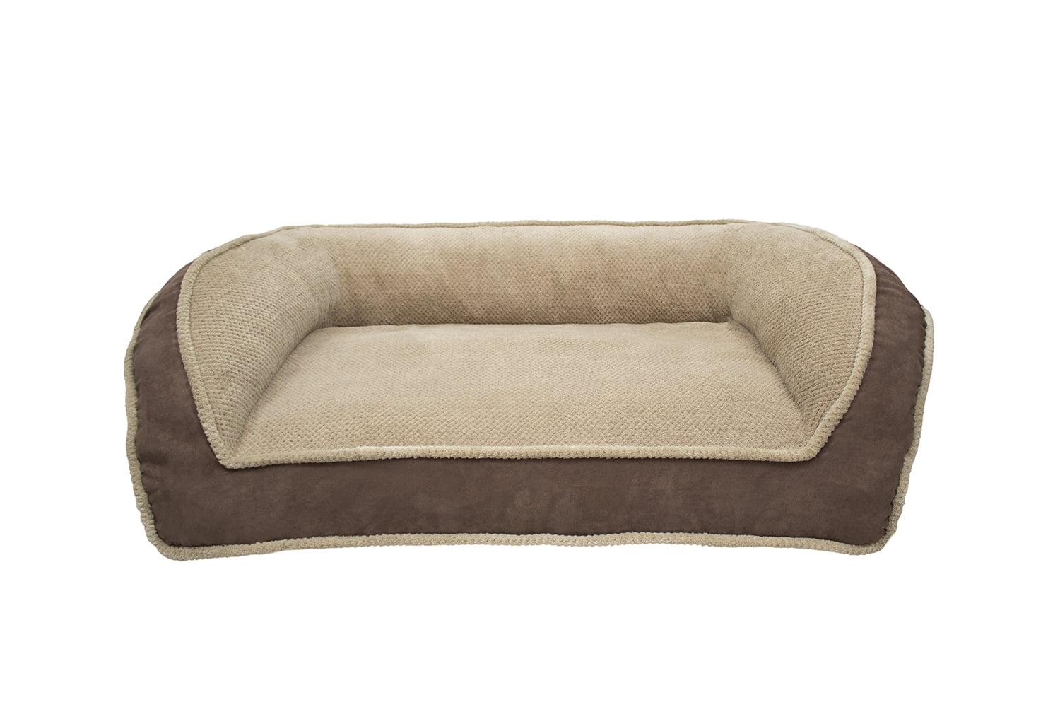 Paws and Claws Micro Suede Couch Style Bolster Bed - Chocolate