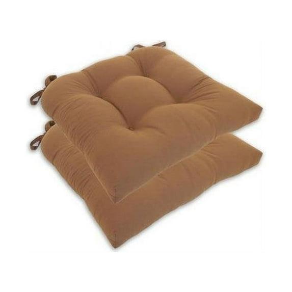 Essentials Chocolate Micro Fiber Chair Pads with Tie Backs (Set Of 4): Square Polyester Chenille Cushions, Indoor Use