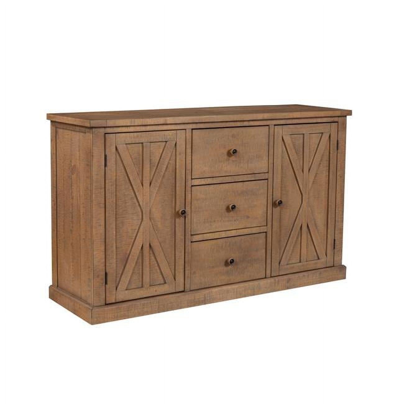 Arlo Rustic Modern Pine Sideboard with Metal Glides - Natural Brown