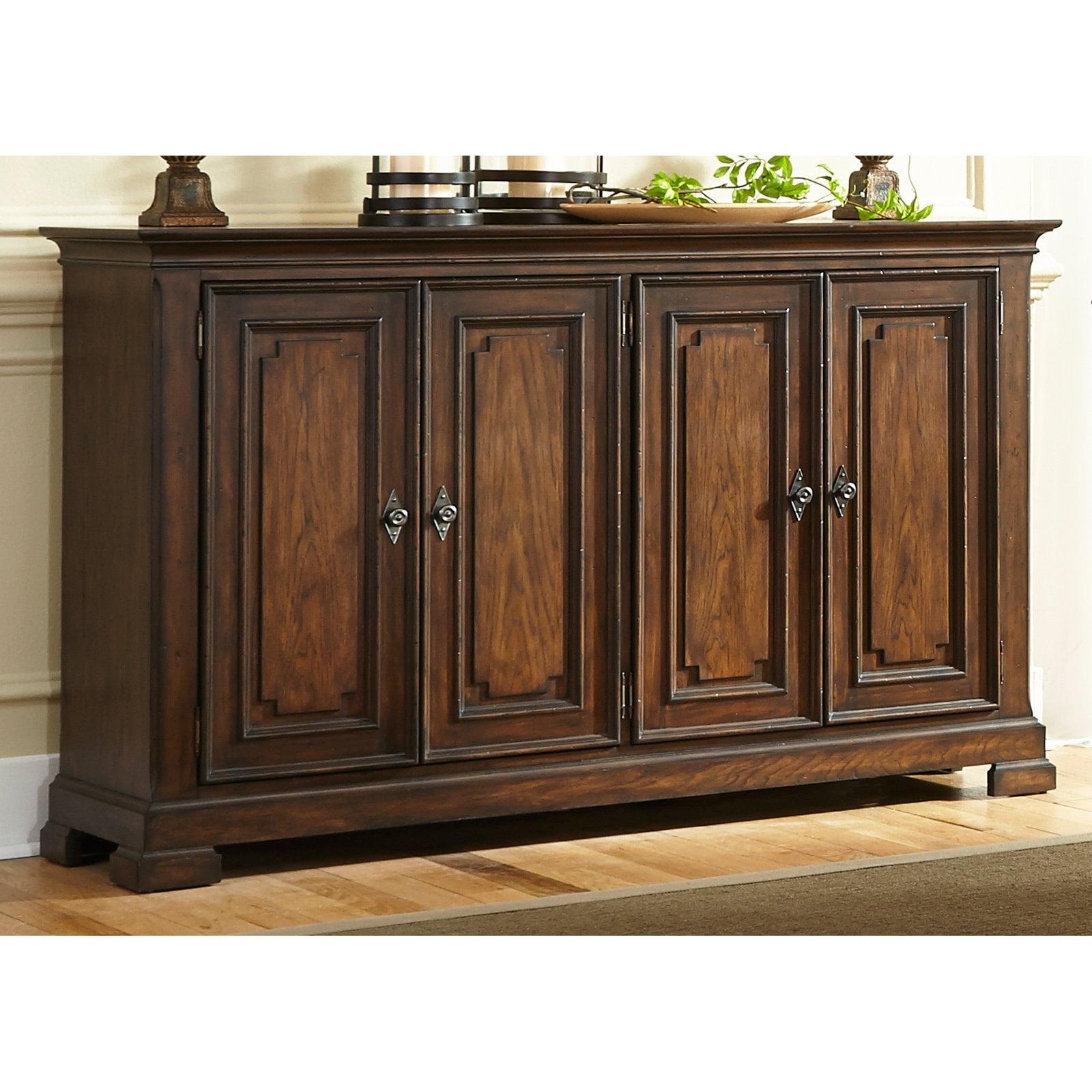 Armand Medium Brown Rubberwood Buffet with Antique Pewter Knobs