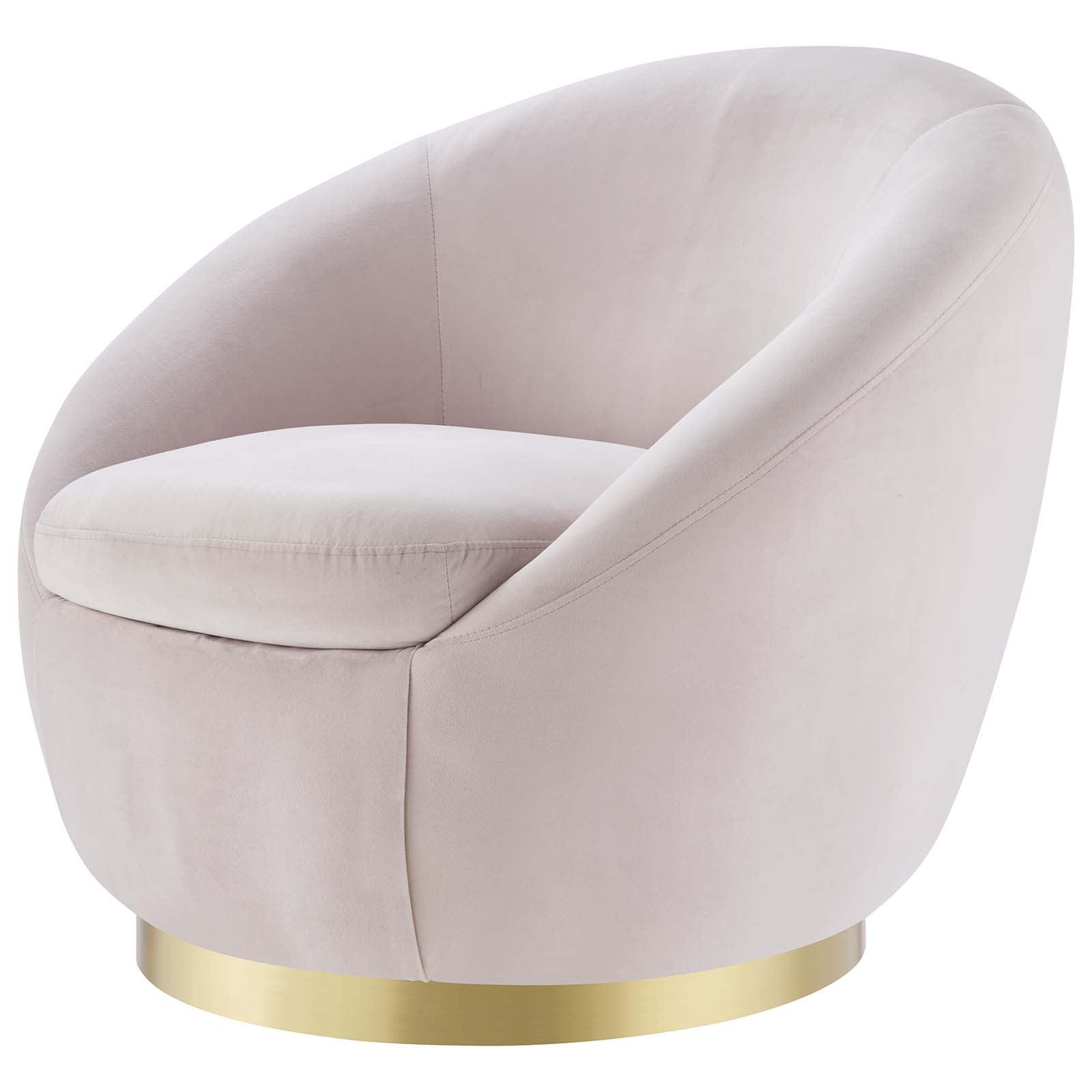 Rosalind Gold Pink Velvet 34" Swivel Accent Chair