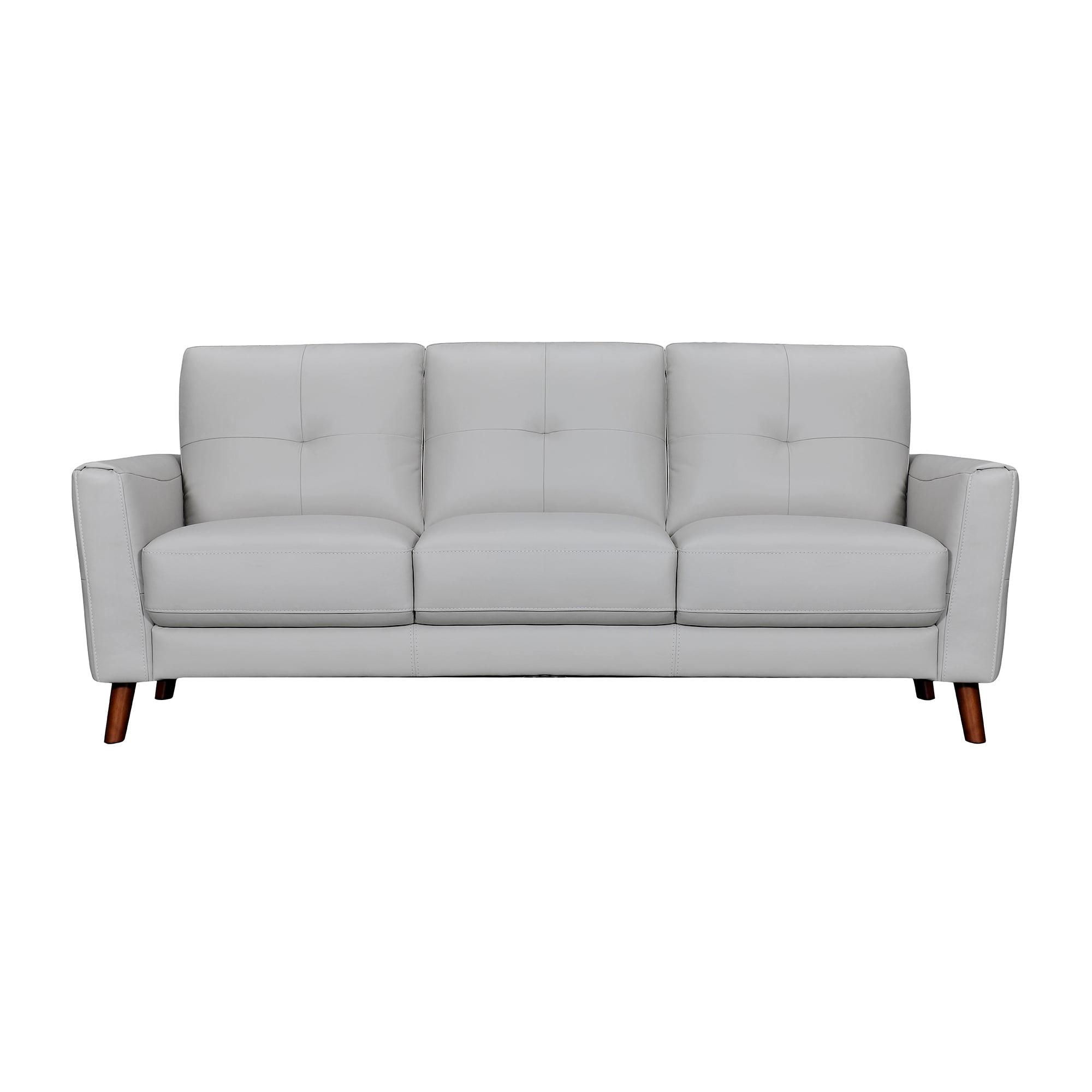Armen Living Almafi 82" Upholstered Modern Leather Sofa in Dove Gray