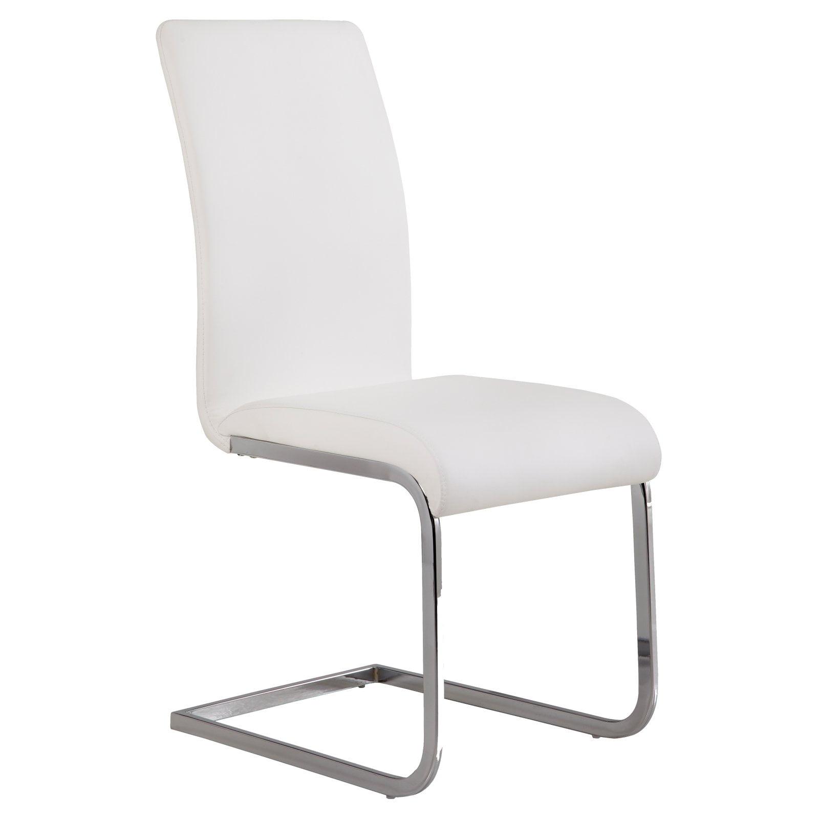 Contemporary White Faux Leather Upholstered Side Chair Set