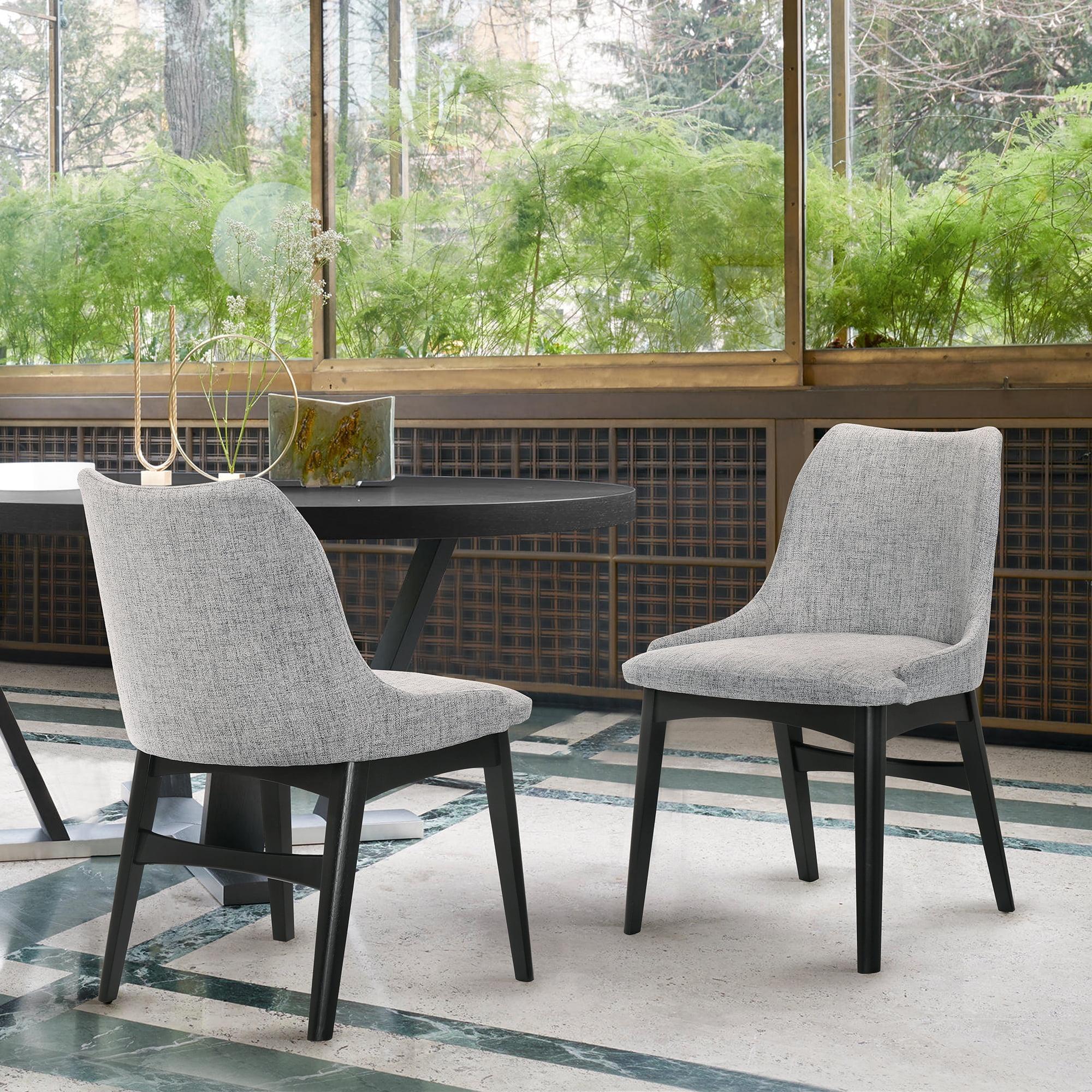 Azalea Gray Fabric and Black Walnut Dining Side Chairs - Set of 2