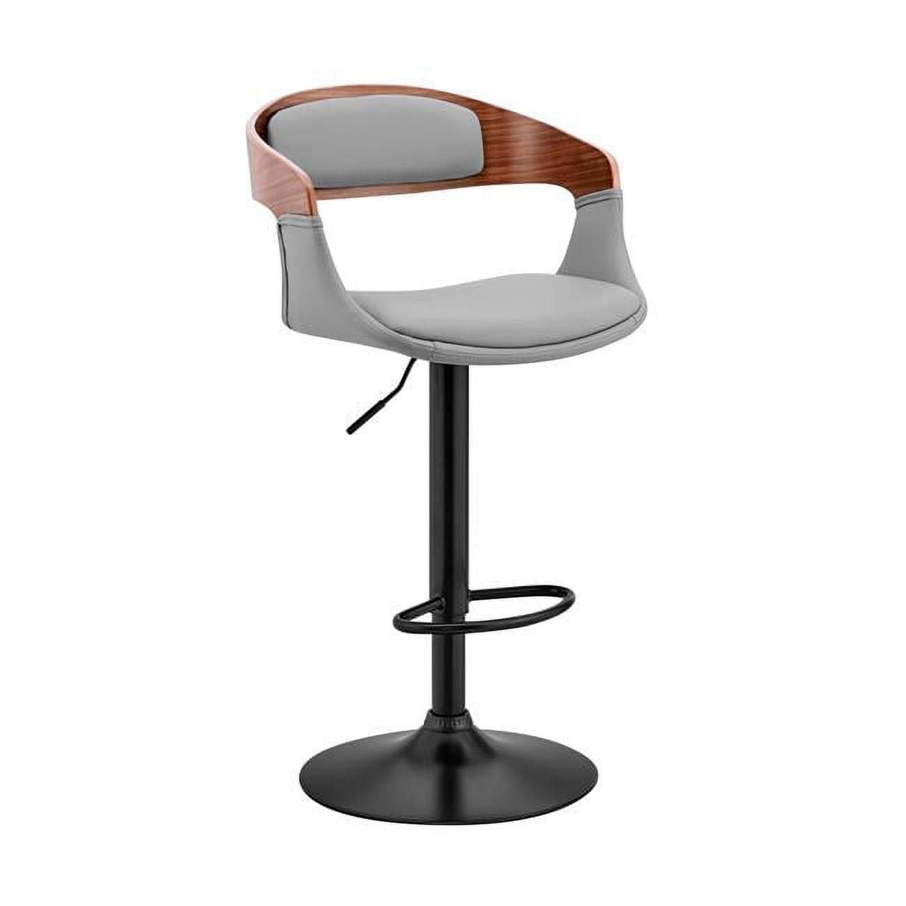 Benson Contemporary Adjustable Swivel Bar Stool in Gray and Walnut