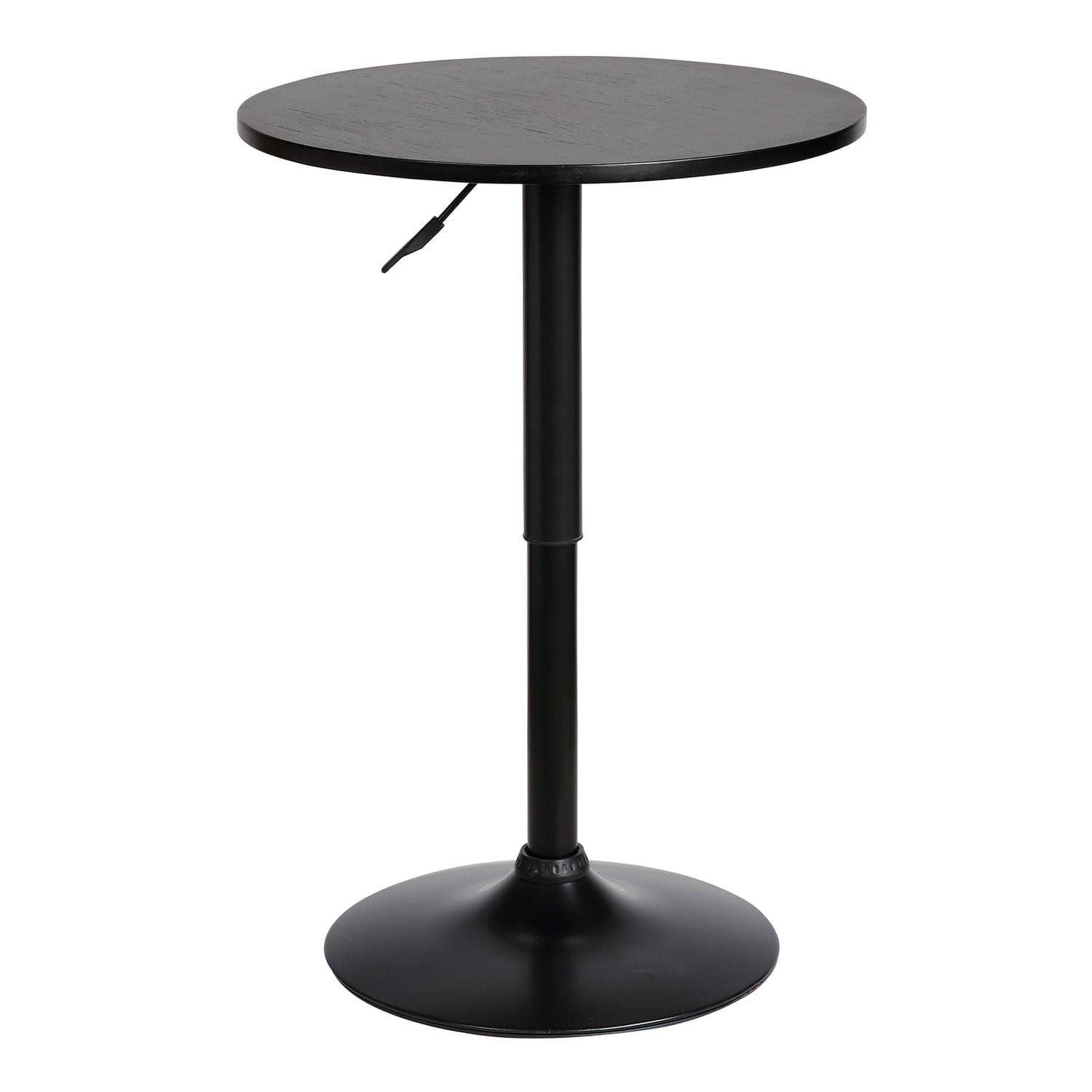 Modern Adjustable Black Wood and Metal Round Pub Table