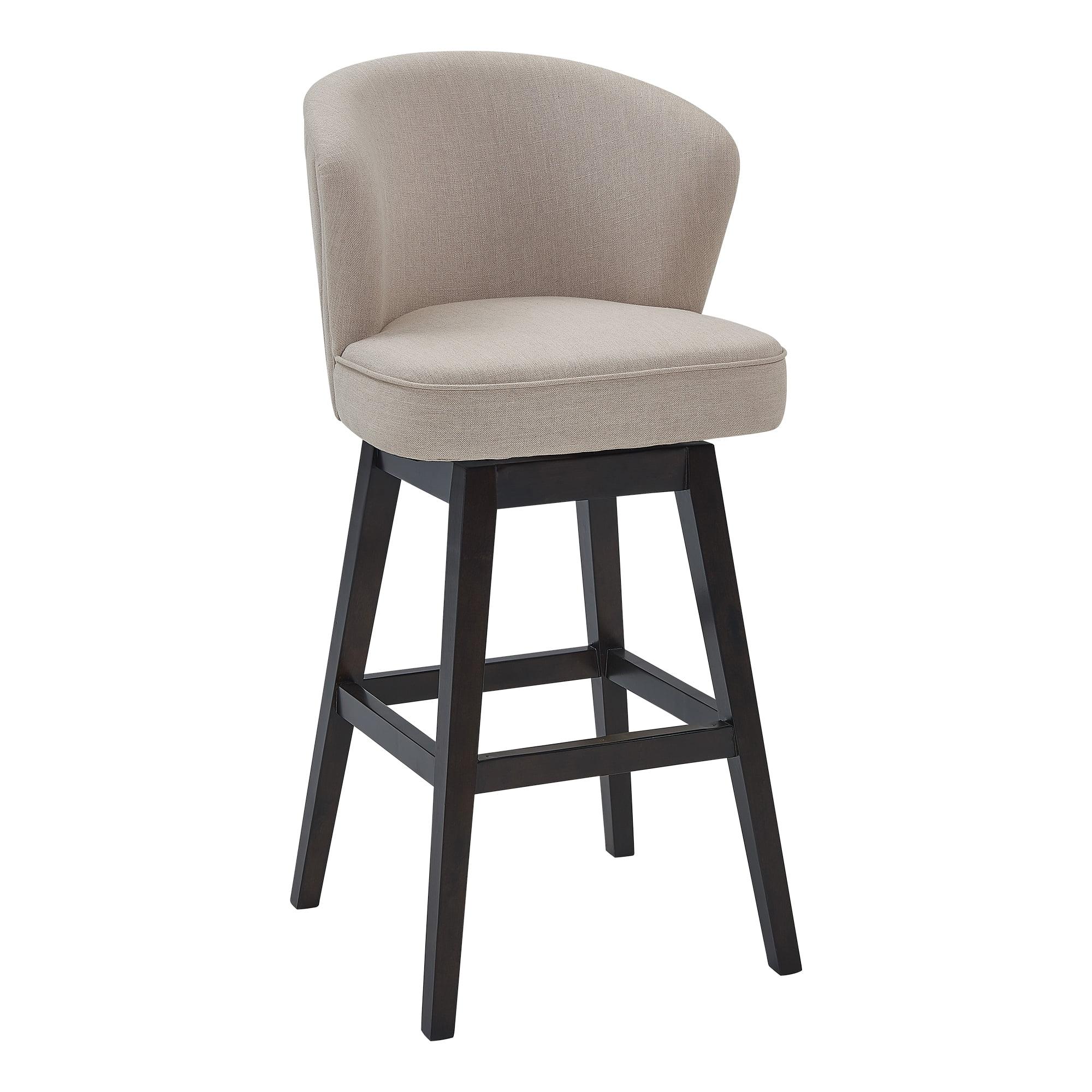 30" Brandy Fabric Wood Swivel Barstool Tan/Espresso - Armen Living