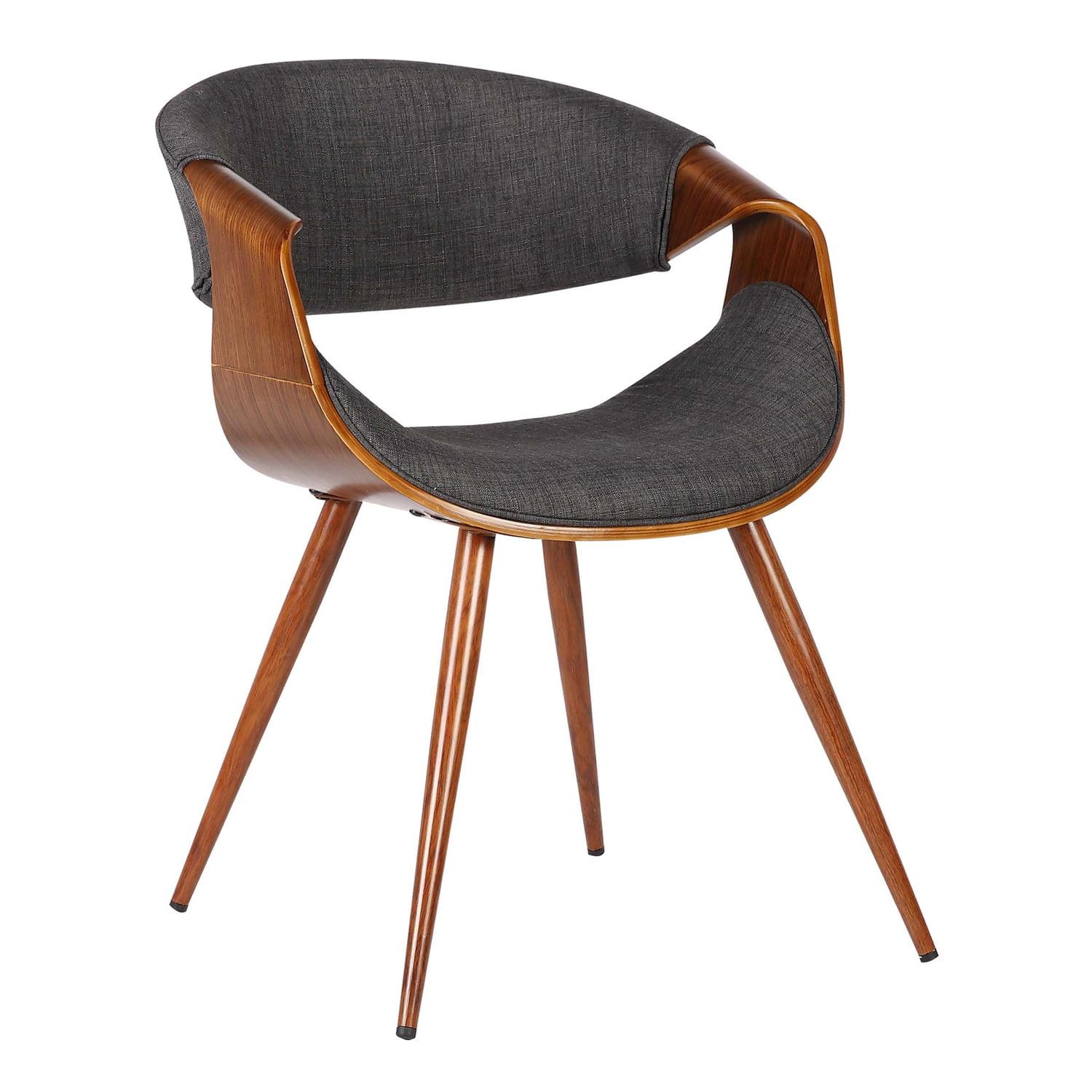 Armen Living Butterfly Modern Fabric Dining Chair in Walnut and Charcoal