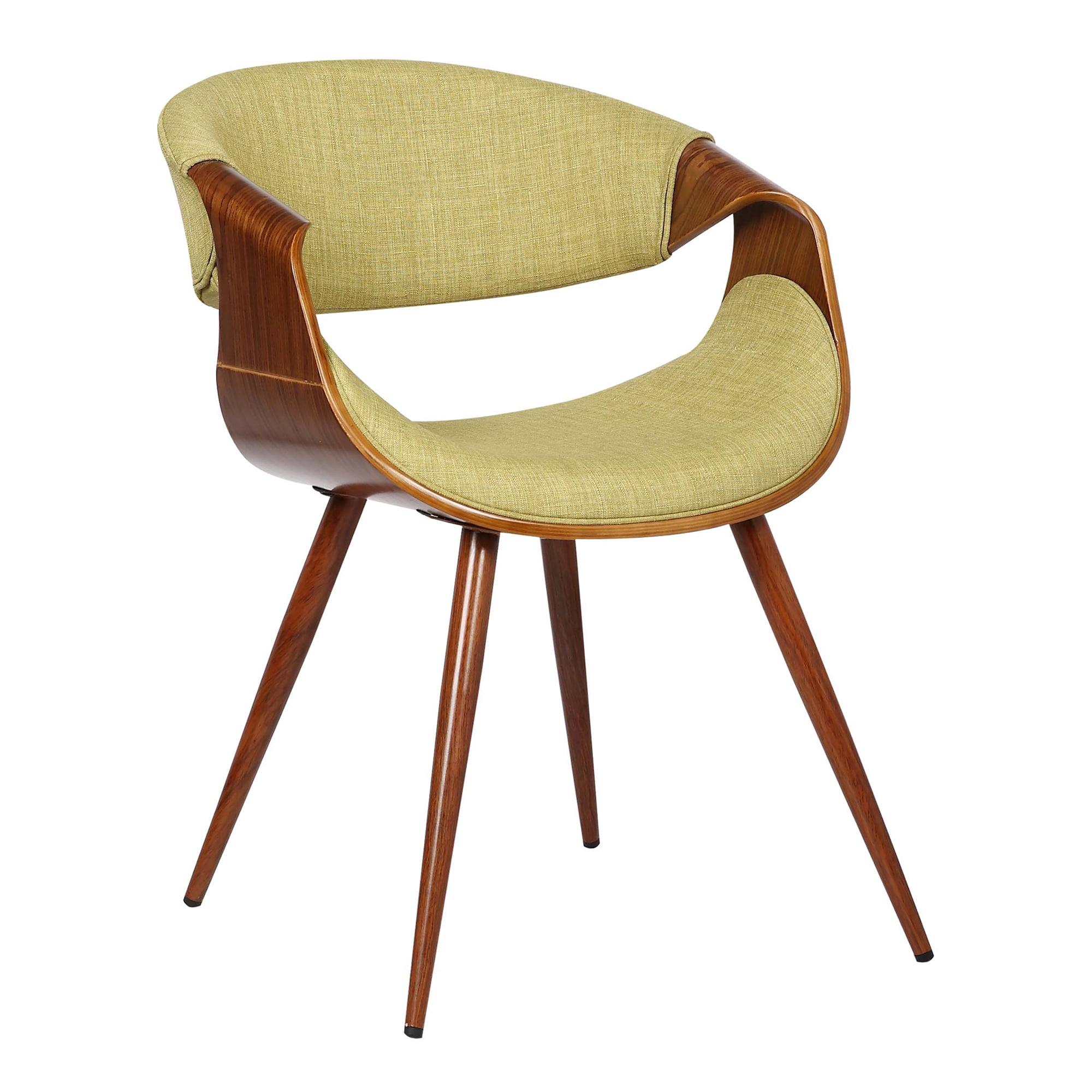 Butterfly Mid-Century Modern Dining Chair Green - Armen Living: Upholstered Walnut Legs, Polyester